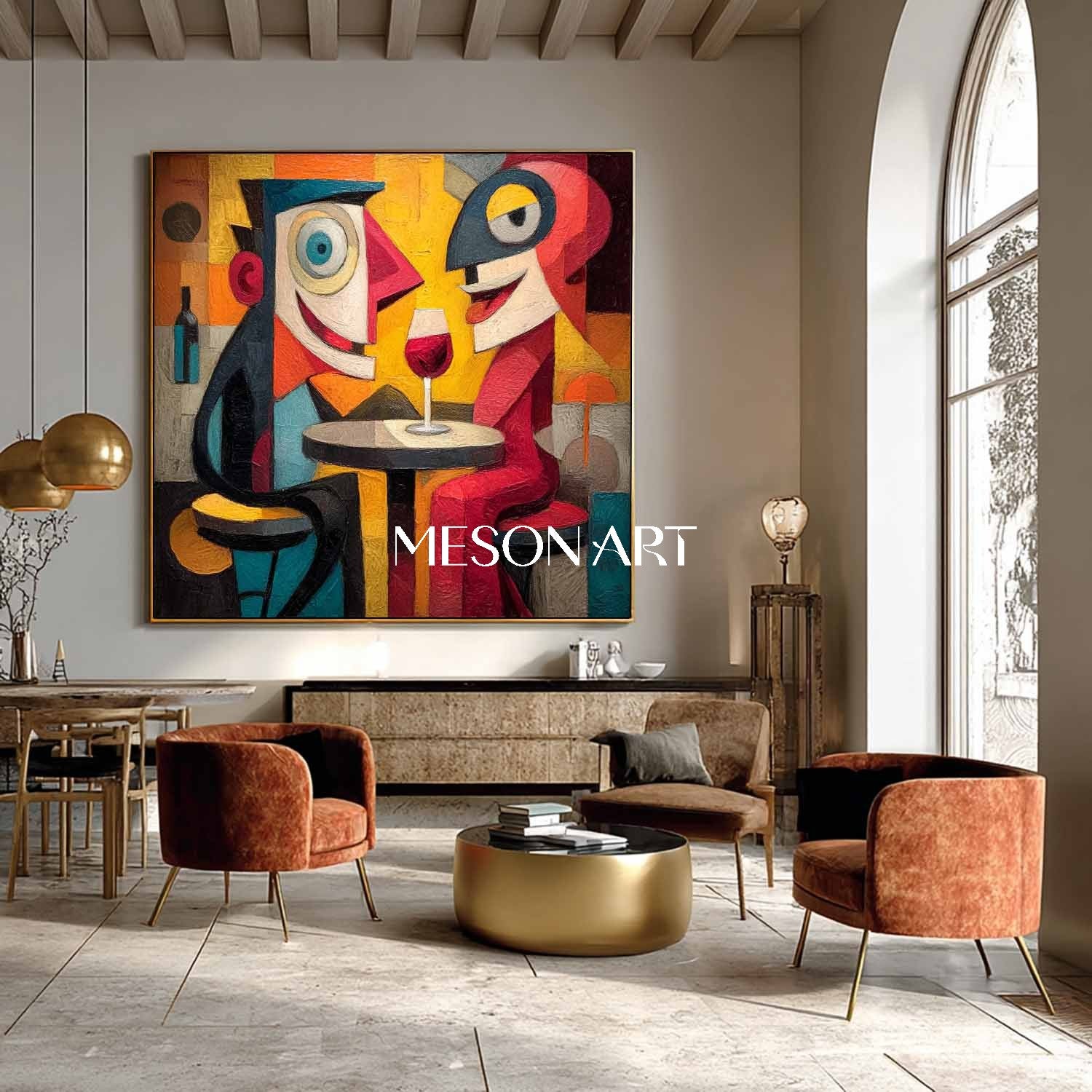 Colorful Bold Abstract Pop Art Painting for Living Room or Office Wall