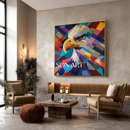 Shop Colorful Cubist Eagle Wall Art Modern Abstract Geometric Canvas