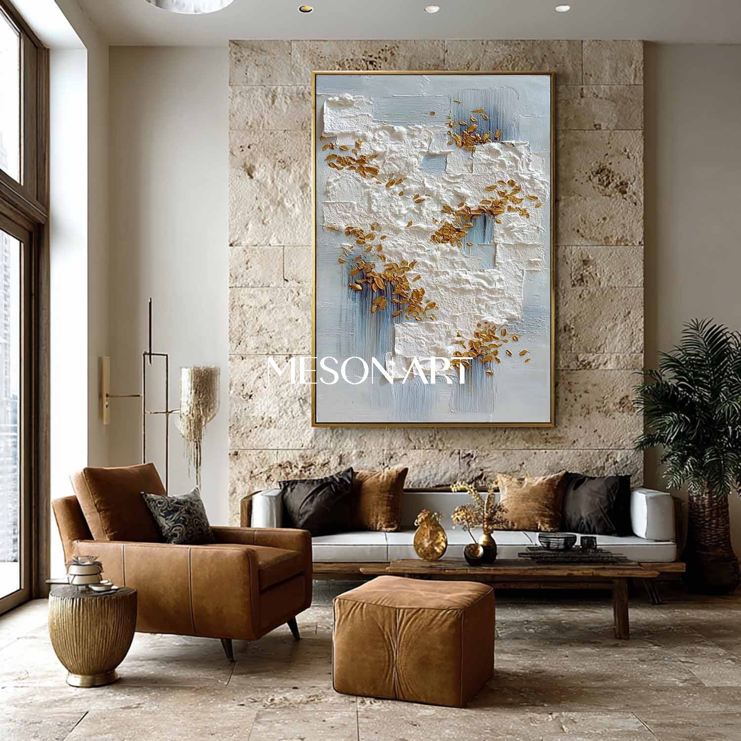 Wabi-Sabi Vertical Abstract Painting White Textured Modern Wall Art