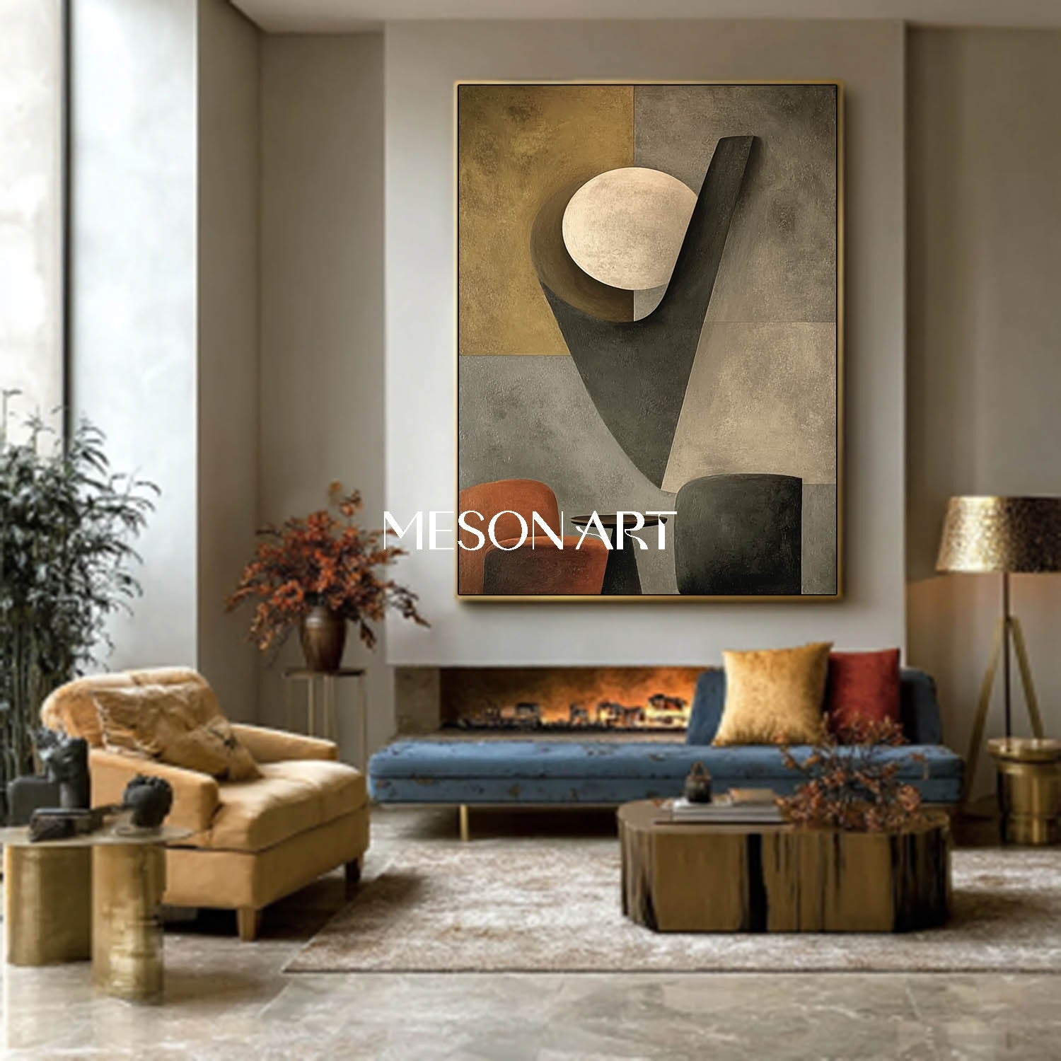 Large Framed Abstract Gray Oil Painting Handmade Office Wall Art Online