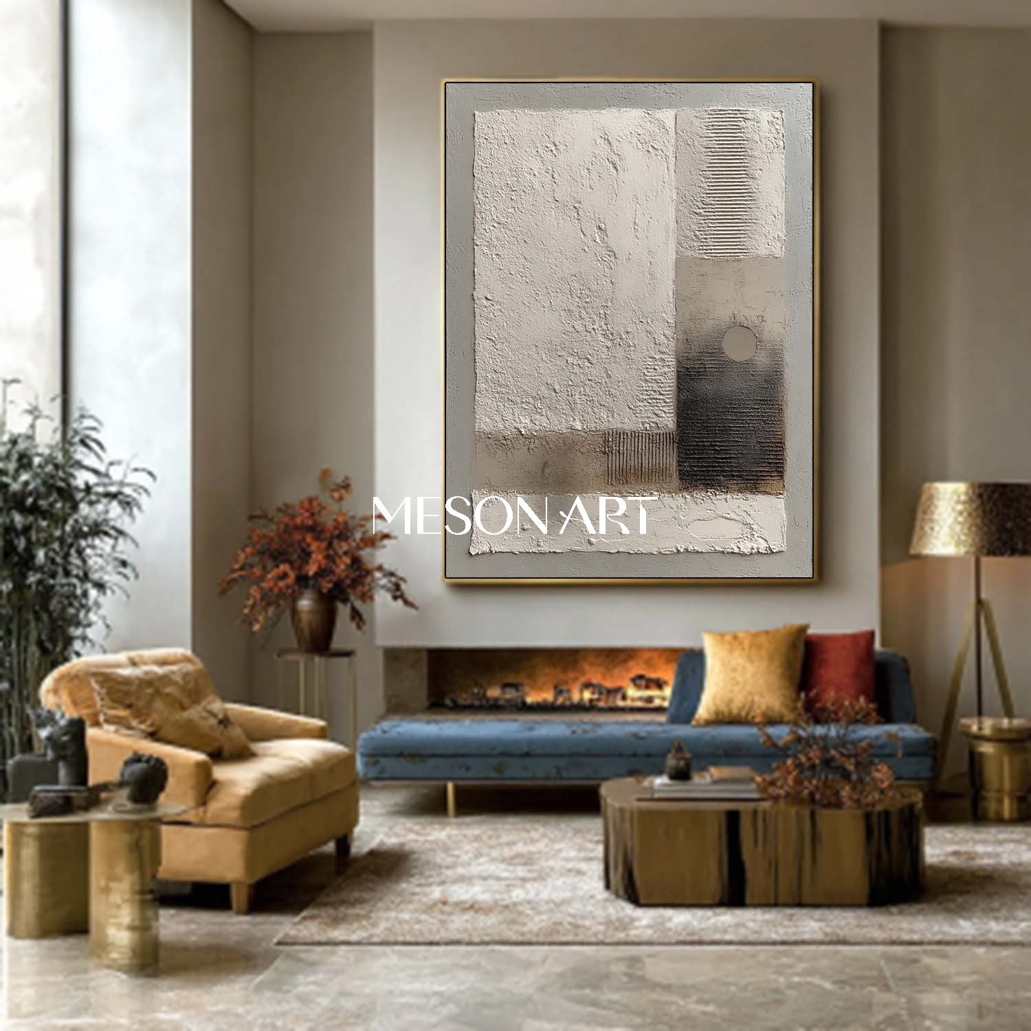 Heavy Textured Minimalist Abstract Oil Painting Wabi Sabi Wall Art