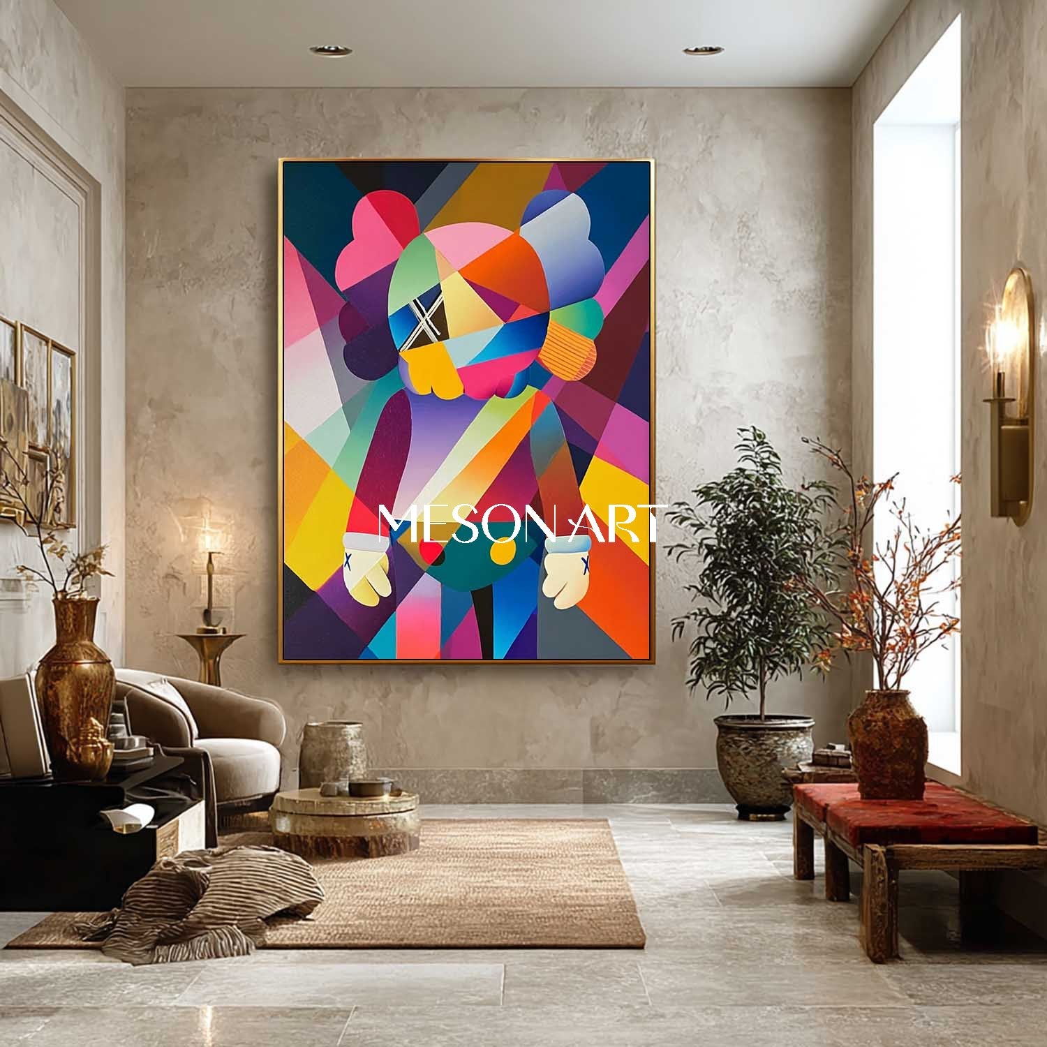 カラフルなKAWSポップ抽象絵画モダンジオメトリックアート玄関用