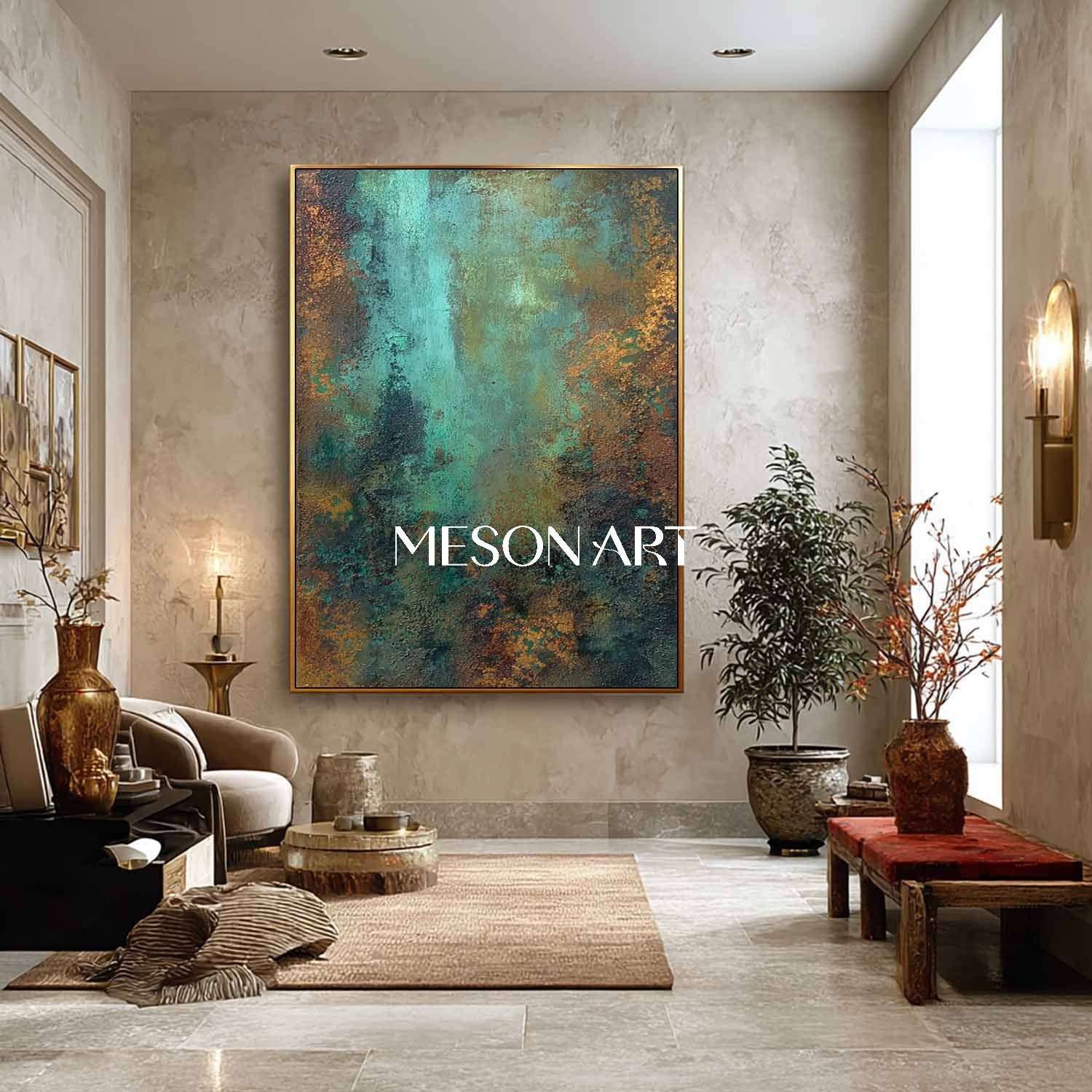 Bronze Abstract Canvas Art for Sale Bronze Living Room Wall Decor