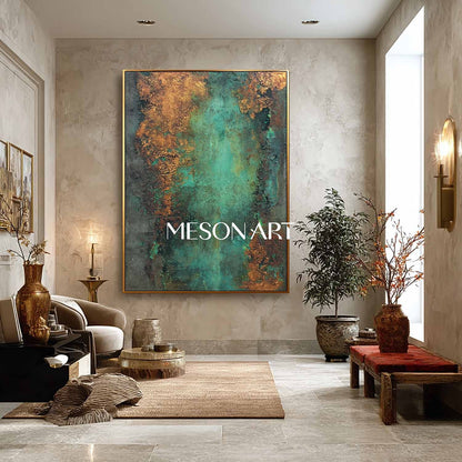 Bronze Abstract Painting for Sale – Bronze Textured Canvas Wall Art for Living Room