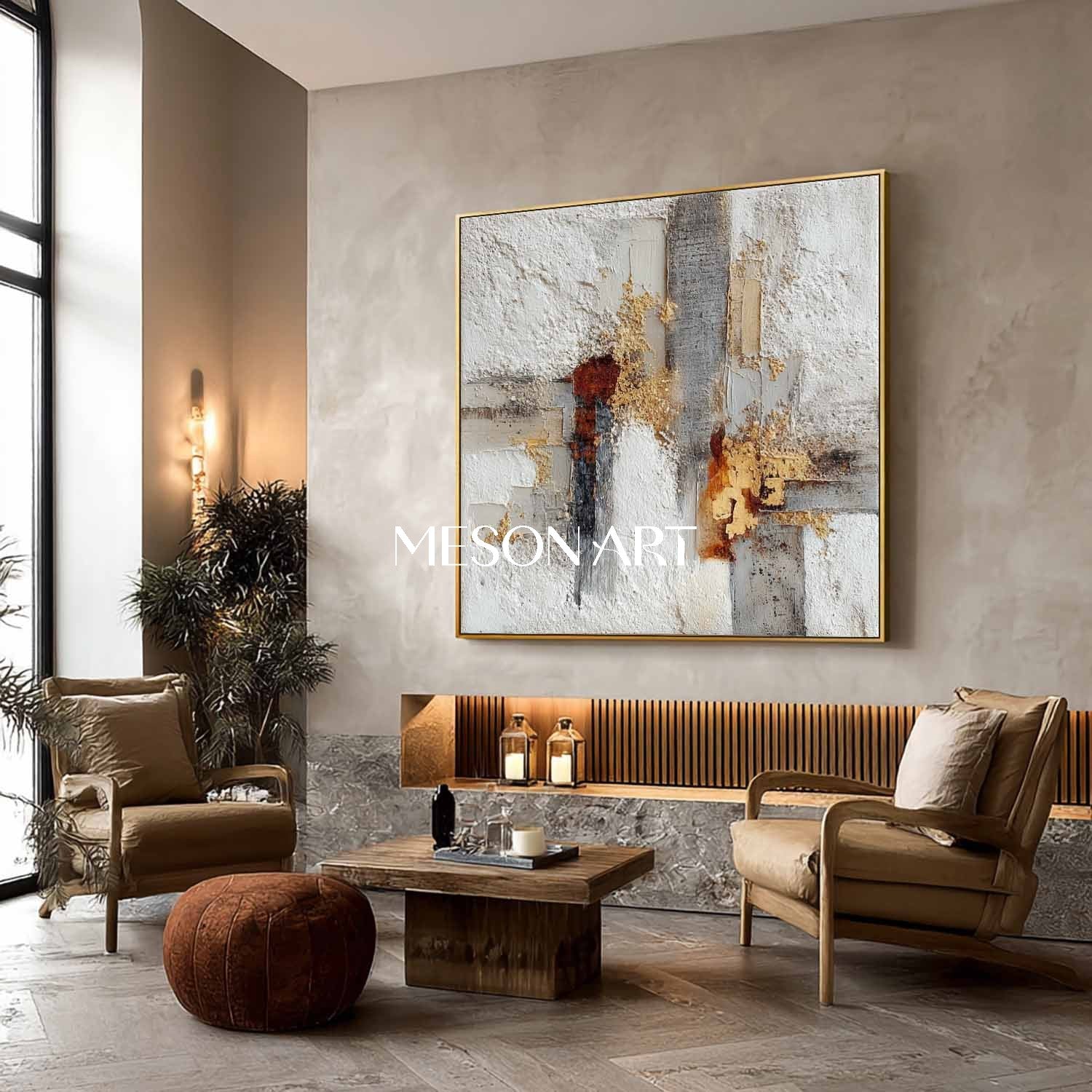 Wabi-Sabi Textured Painting Minimalist Neutral Tones Wall Art Decor