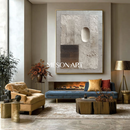 Large Wabi-Sabi Contemporary Minimalist Abstract Canvas with Textures