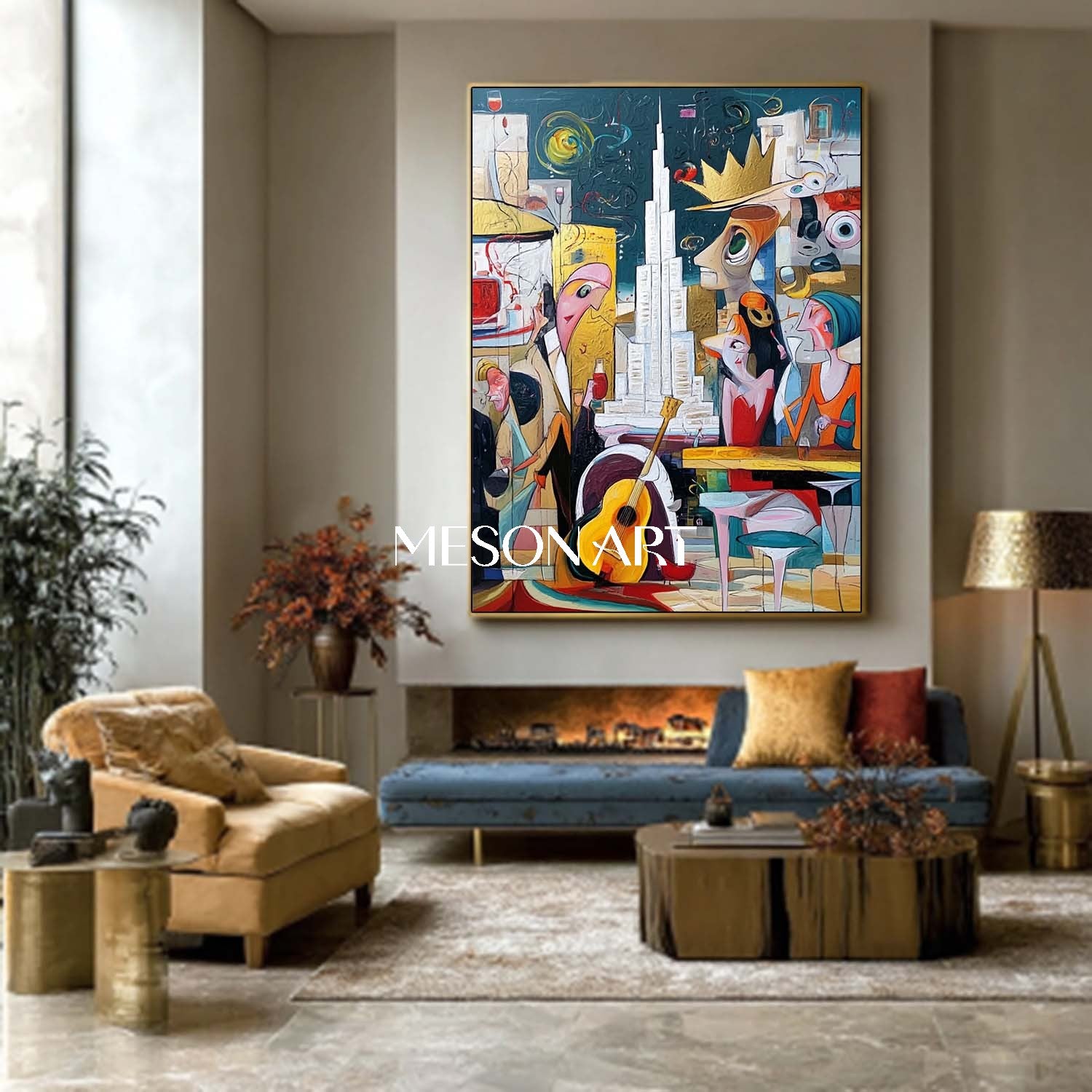 Buy Modern Picasso Inspired Cubist Figurative Painting Large Wall Art