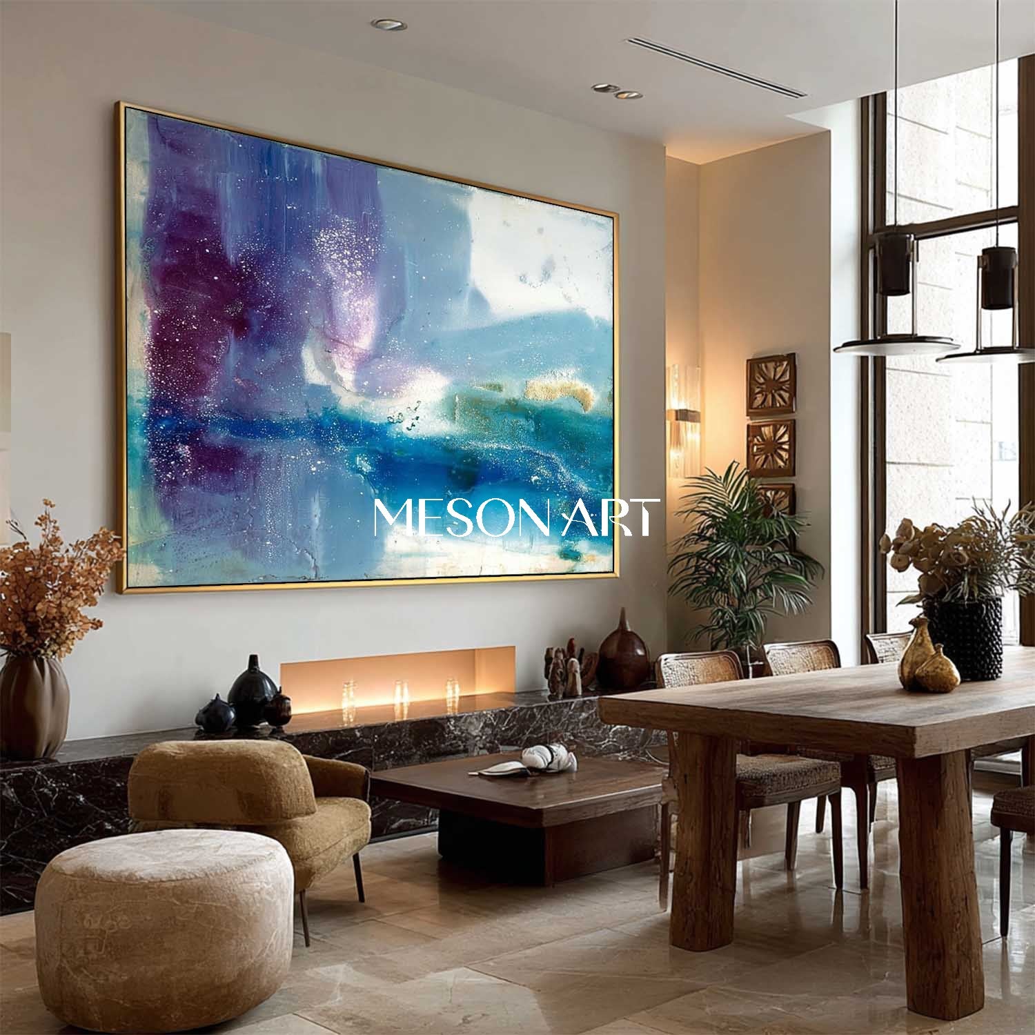 Large Blue Abstract Art Wall Decor Blue Abstract Oil Paintings for Sale
