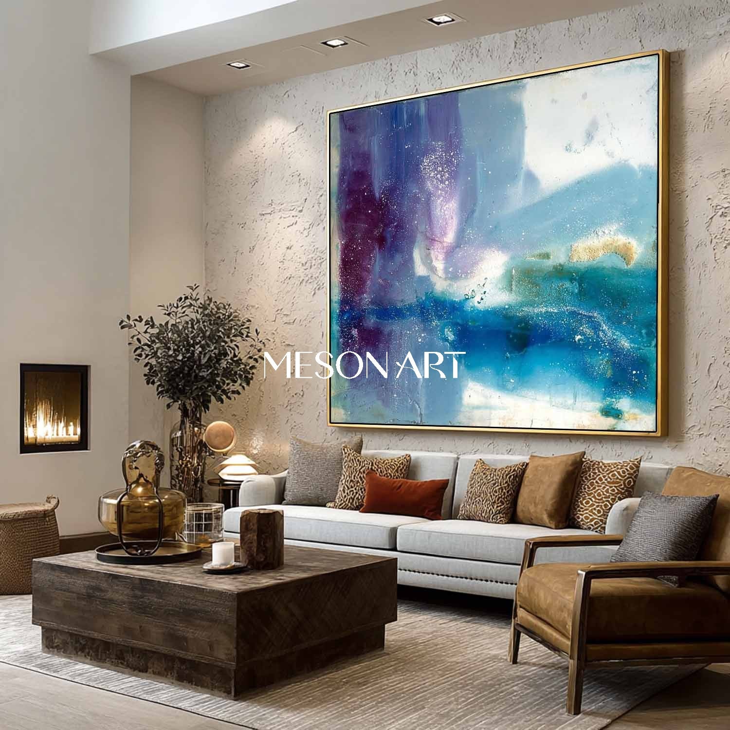 Large Blue Abstract Art Wall Decor Blue Abstract Oil Paintings for Sale