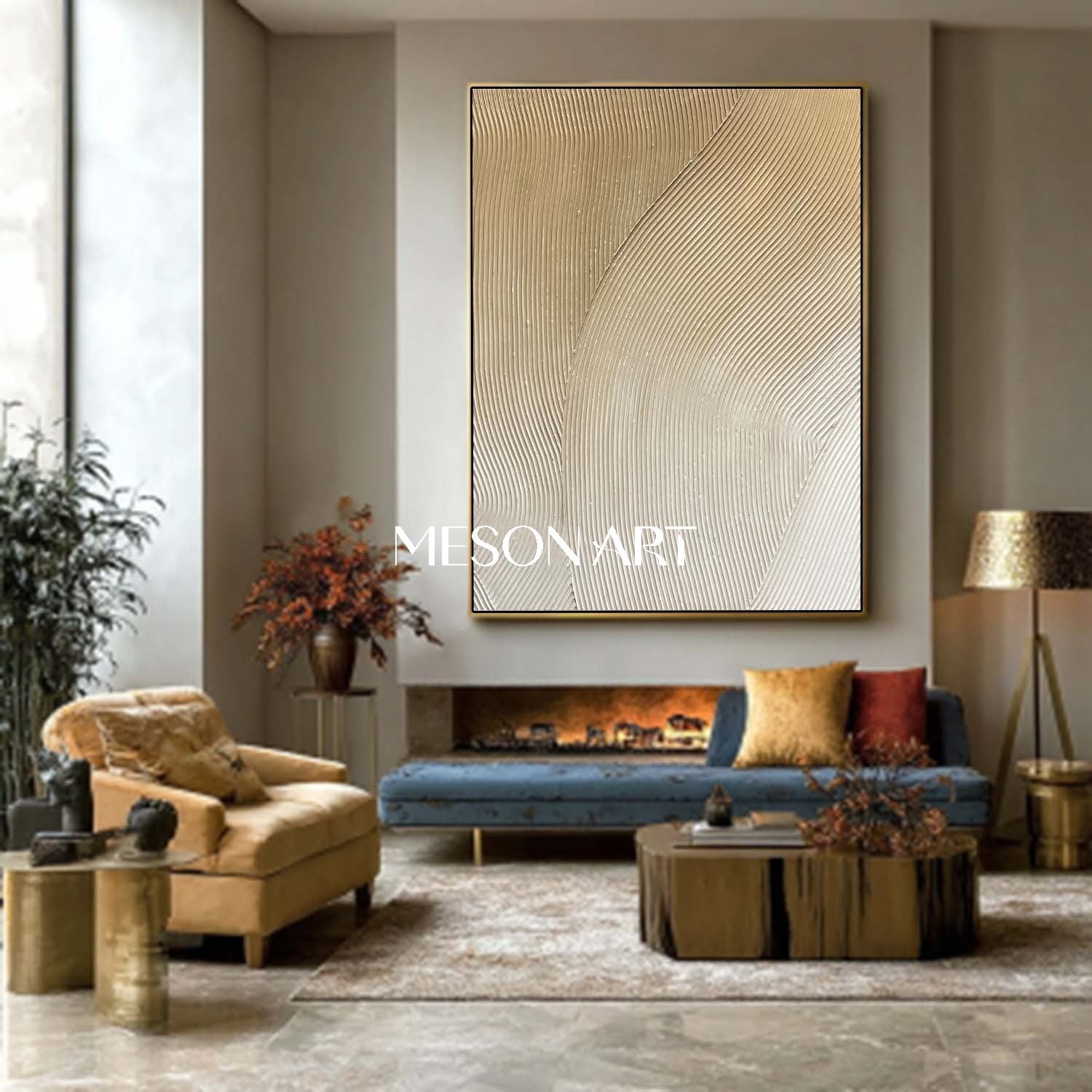 Buy Wabi Sabi Plaster Textured Painting Neutral Modern Minimal Canvas