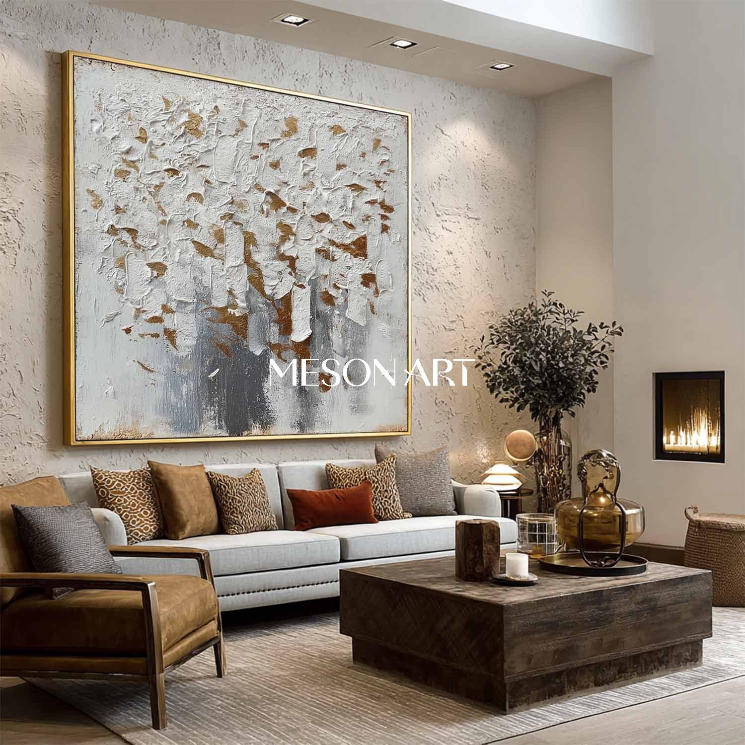 Luxuray Modern Geometric Abstract Painting Textured Wabi-Sabi Canvas