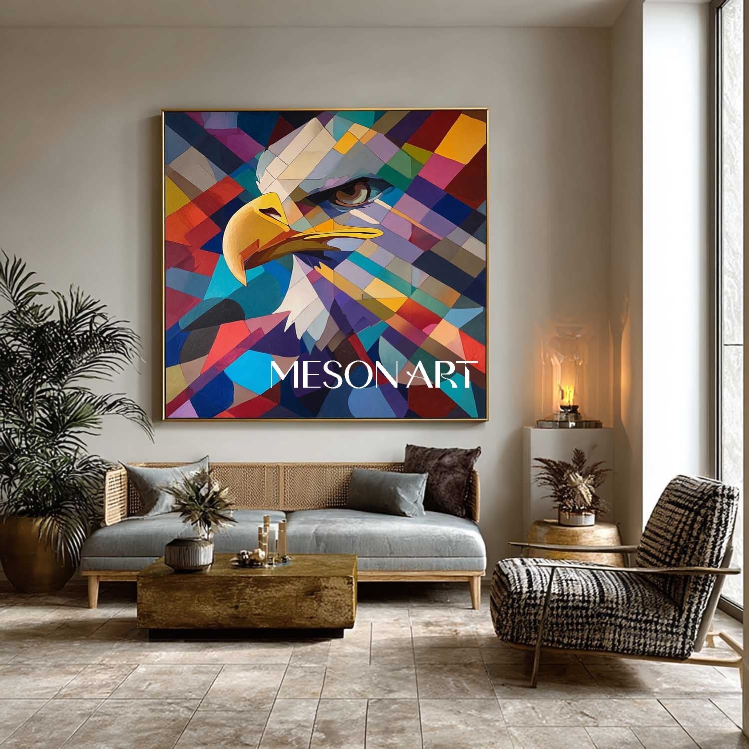 Shop Colorful Cubist Eagle Wall Art Modern Abstract Geometric Canvas