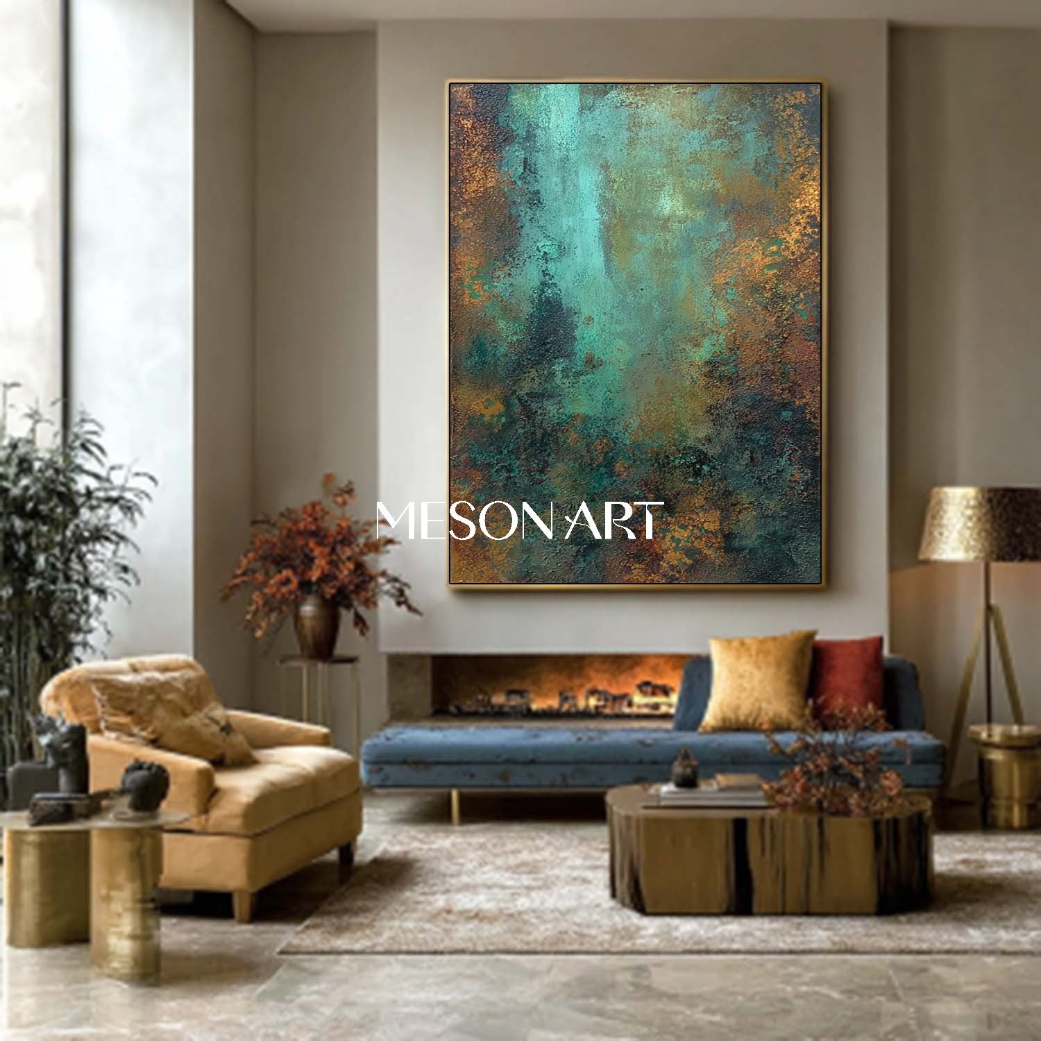 Bronze Abstract Canvas Art for Sale Bronze Living Room Wall Decor