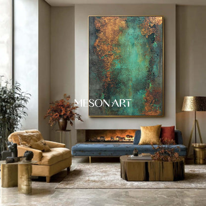 Bronze Abstract Painting for Sale Bronze Textured Canvas Wall Art for Living Room