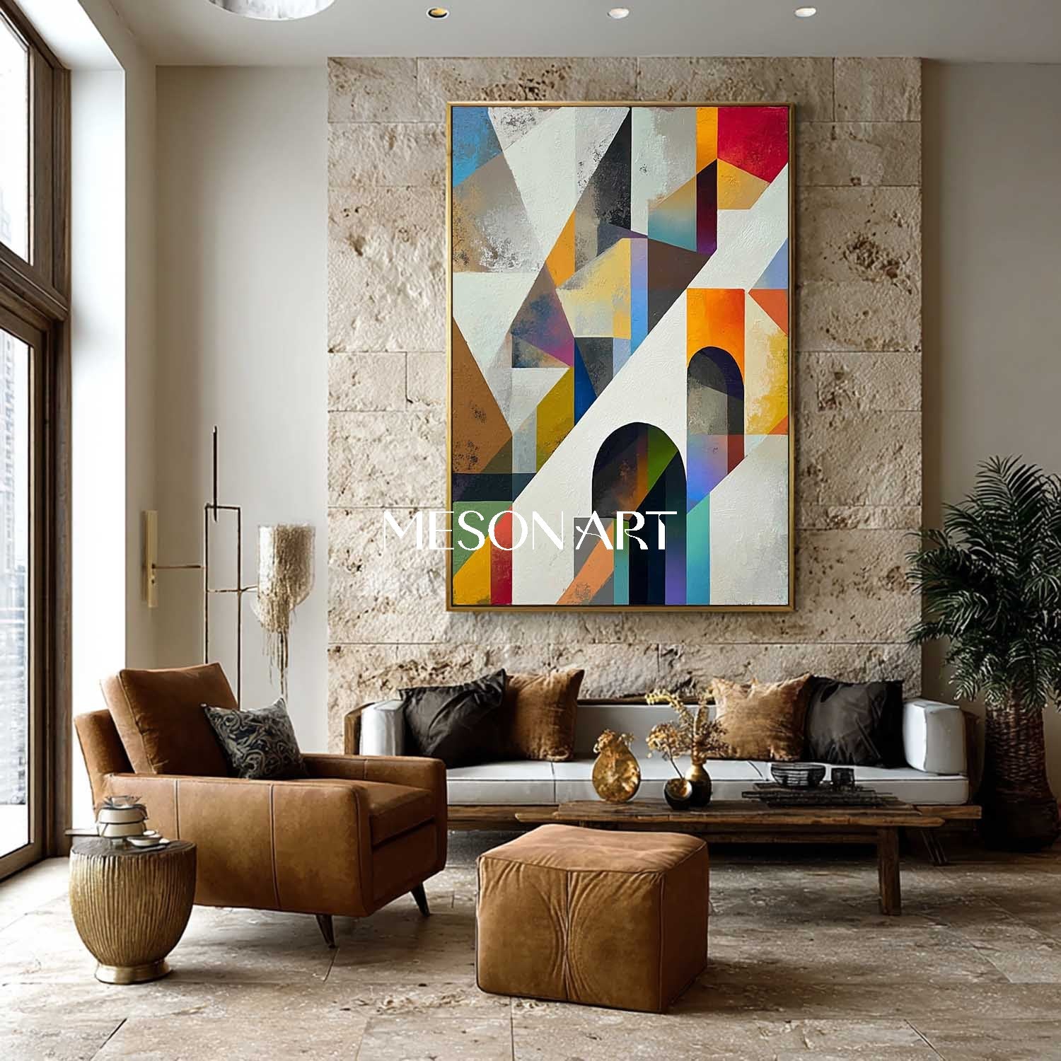 Shop Large Architectural Geometry Wall Art Canvas Painting Living Room