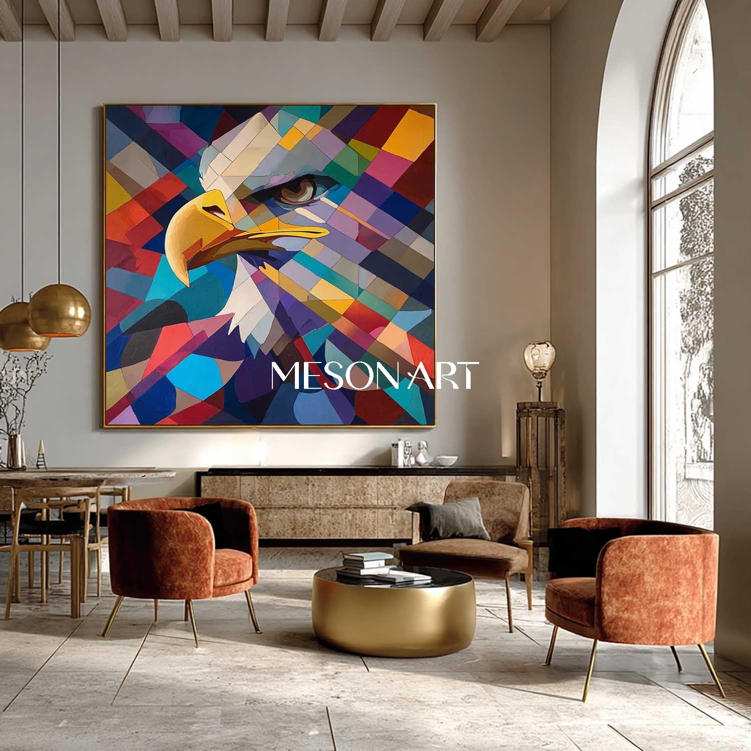 Shop Colorful Cubist Eagle Wall Art Modern Abstract Geometric Canvas