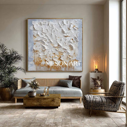 Handmade Square Modern Plaster Abstract Art Textured Canvas Bathroom