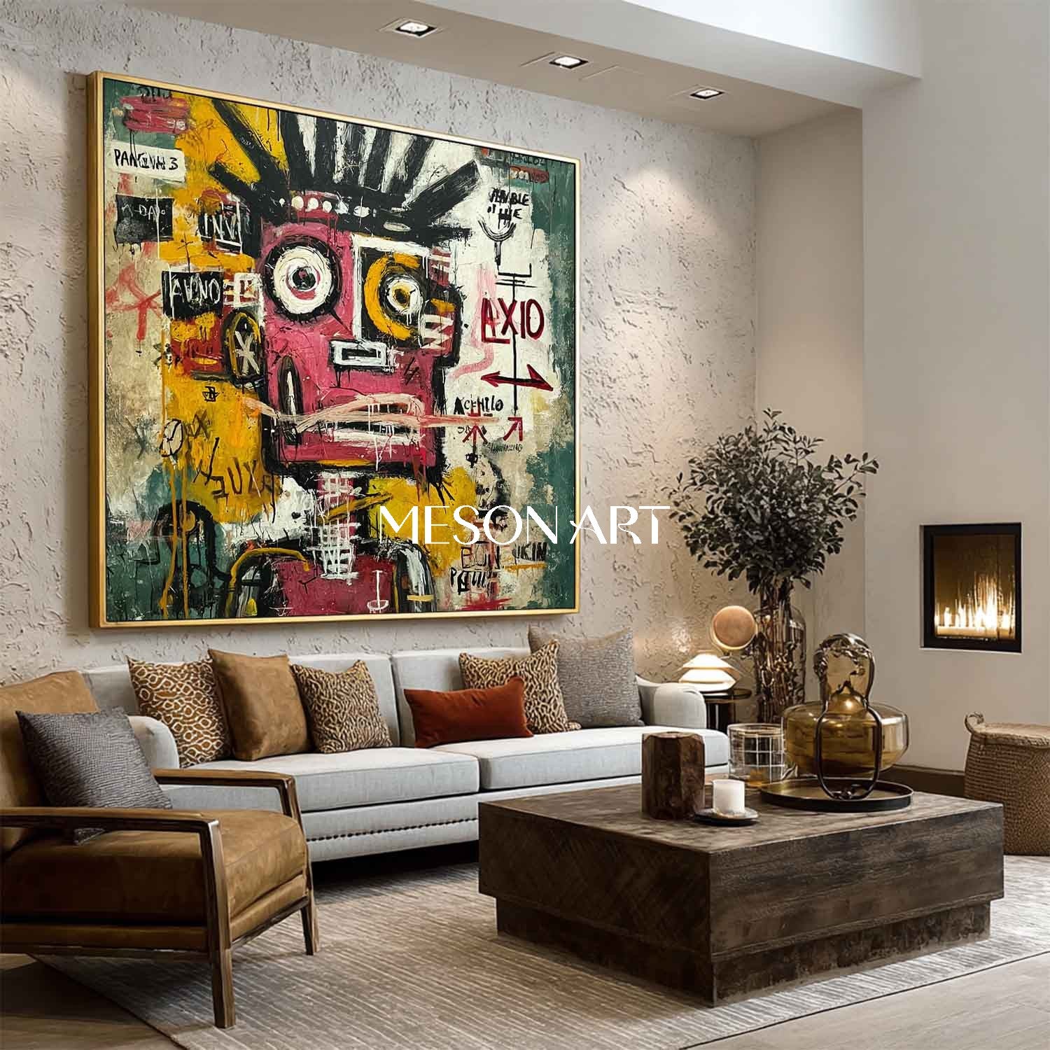 Buy Large Basquiat Style Art Abstract Graffiti Wall Canvas for Hallway