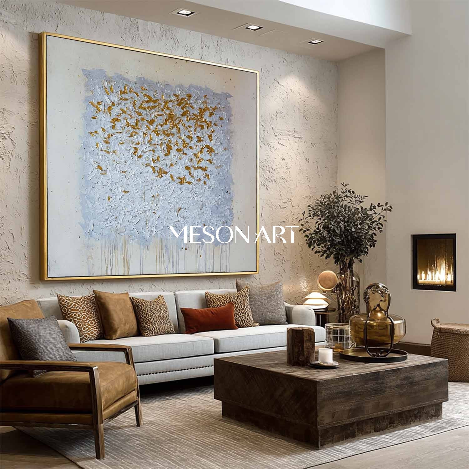 Handmade Wabi-Sabi Abstract Canvas Painting Textured Modern Wall Art