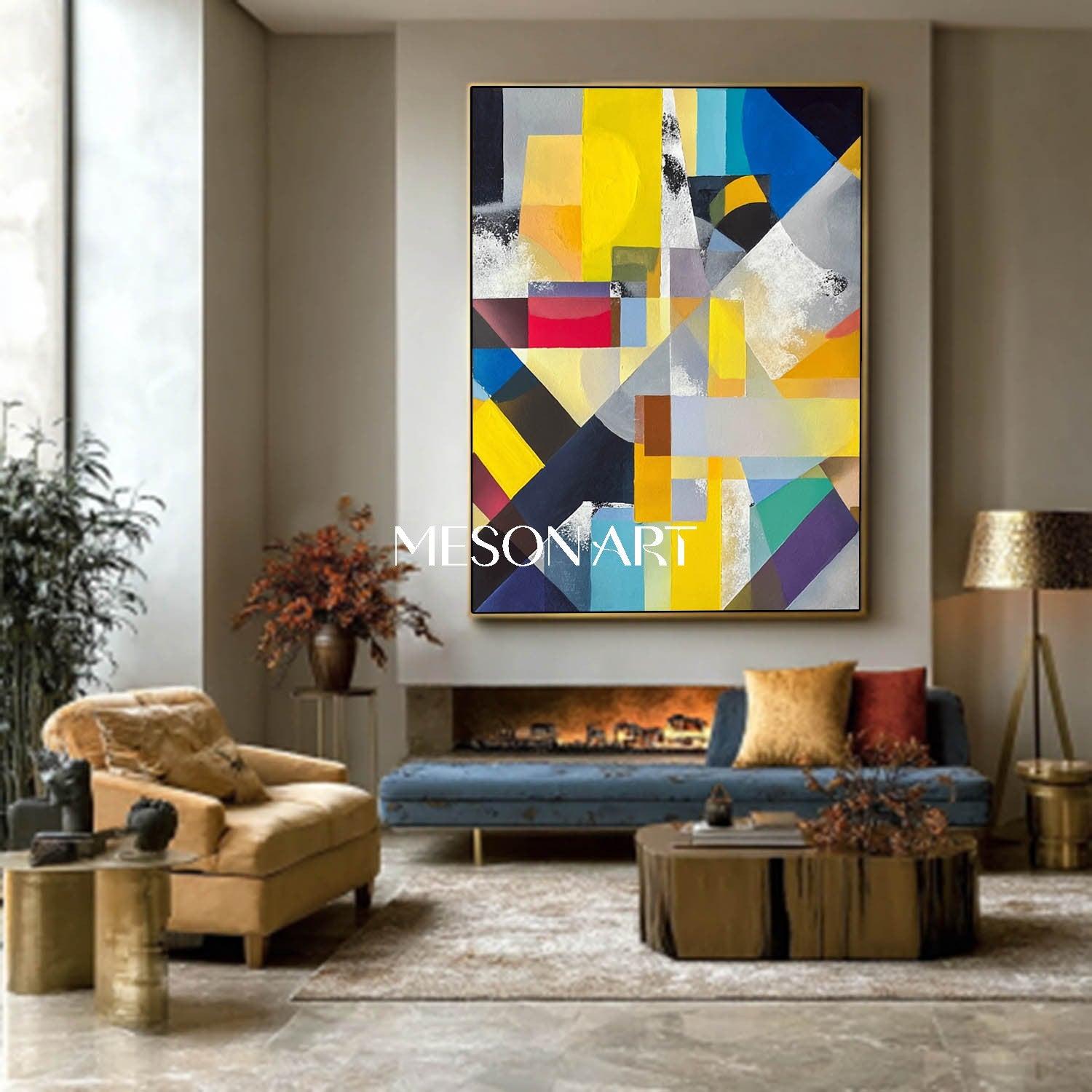 Abstract Geometry Painting Modern Living Room Artwork Wall Art Canvas