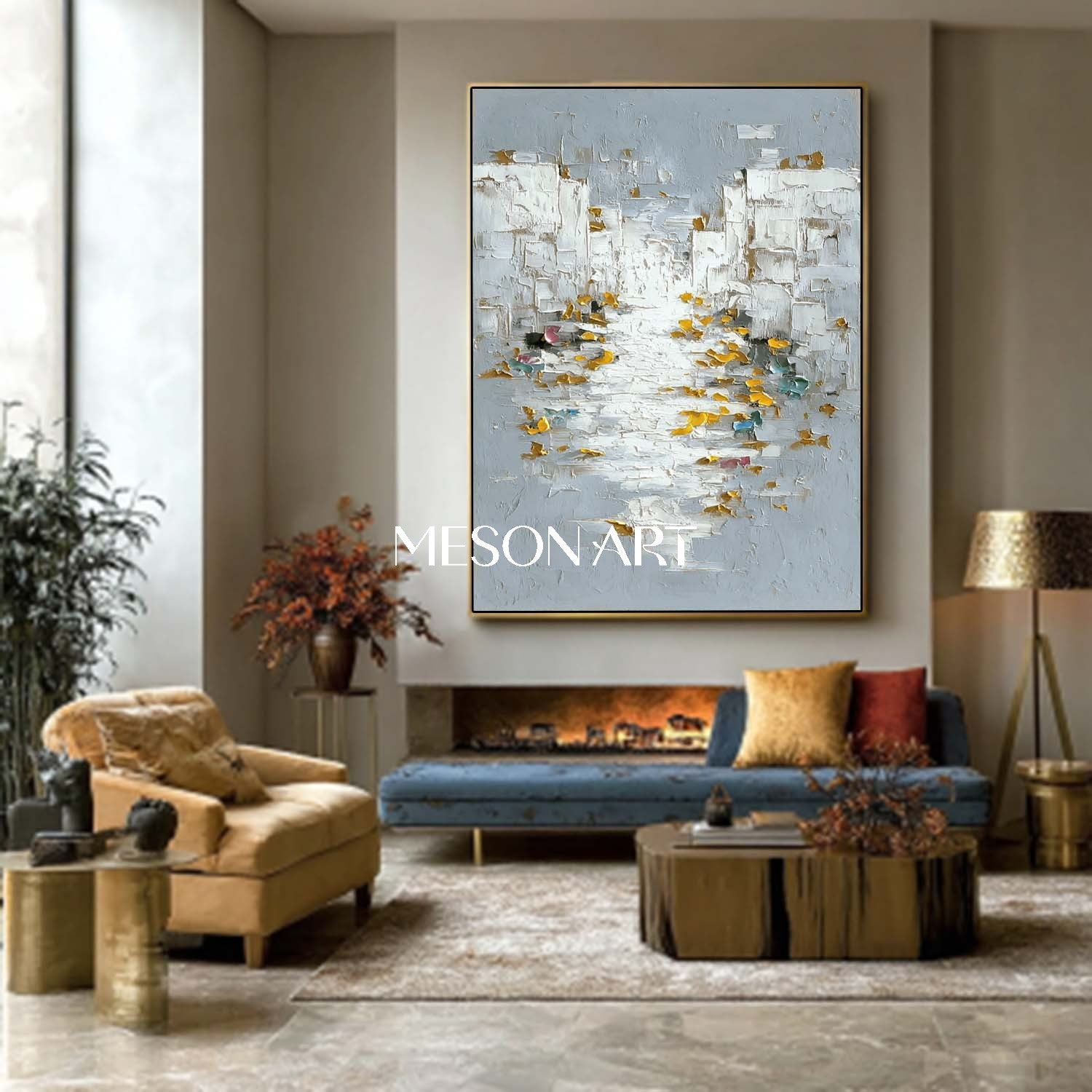 Vertical Abstract Wall Art Large Textured Modern Canvas Painting