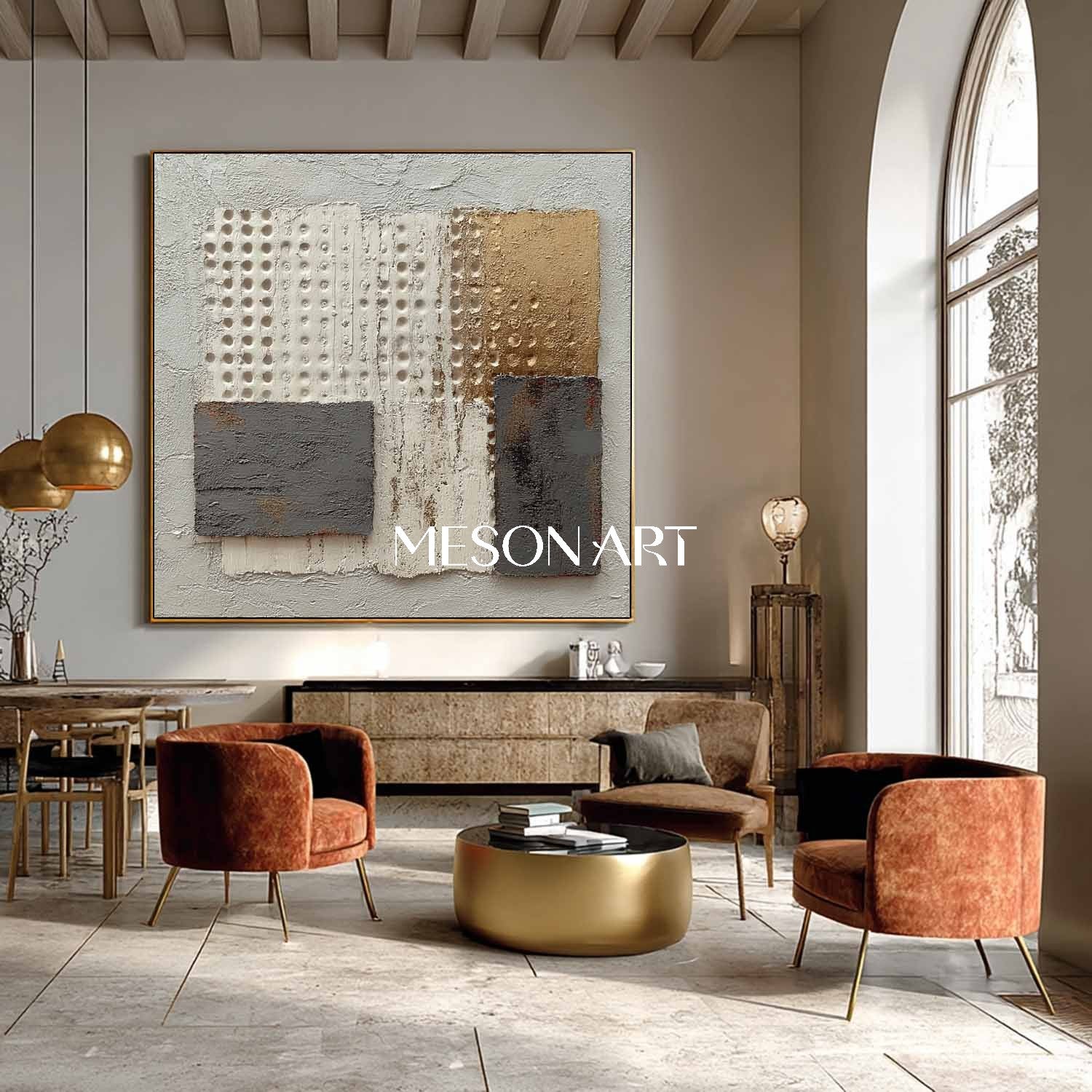 Large Gray Abstract Canvas Modern Textured Wabi-Sabi Wall Art Decor