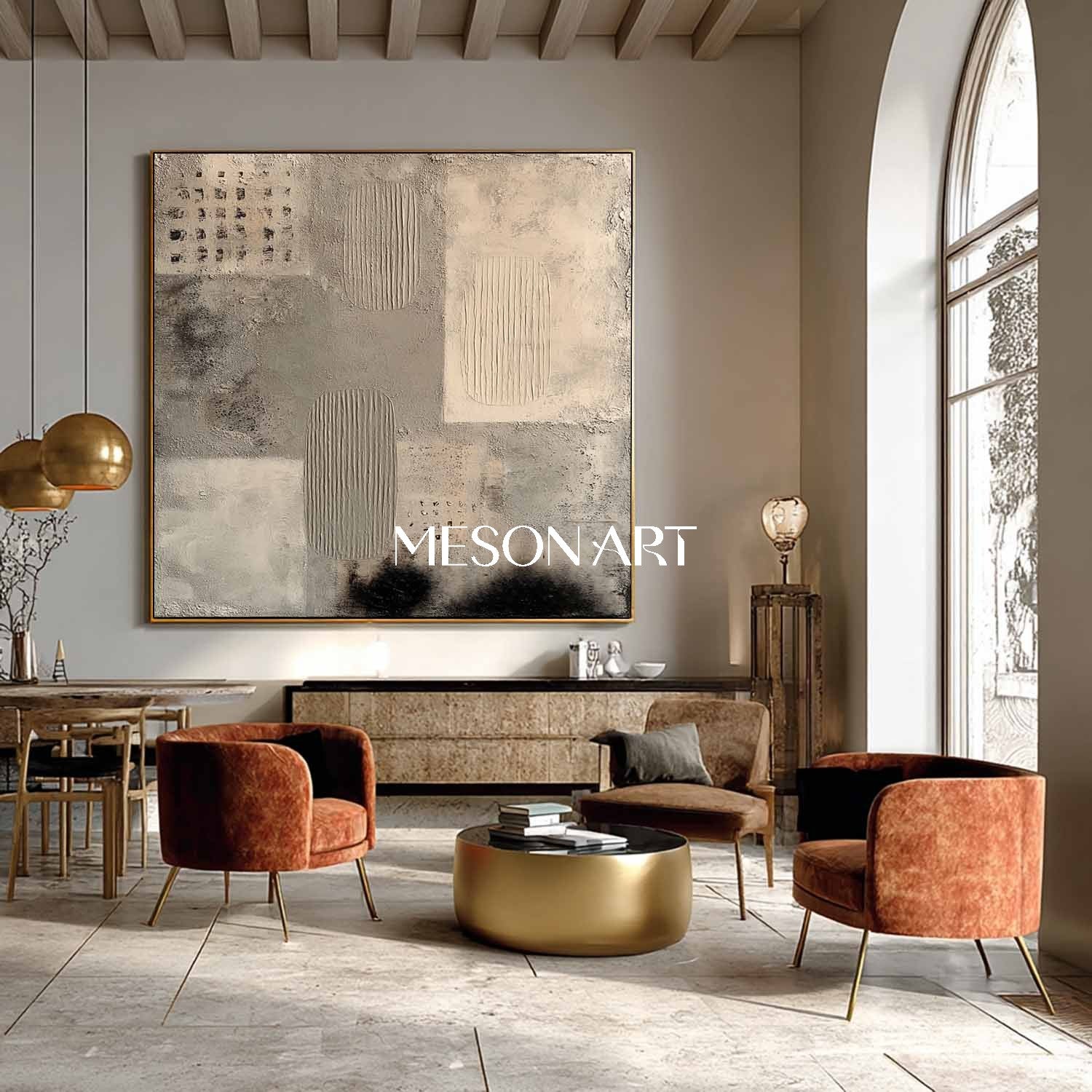 Modern Wabi-Sabi Textured Minimalist Canvas Hand-Painted Wall Art