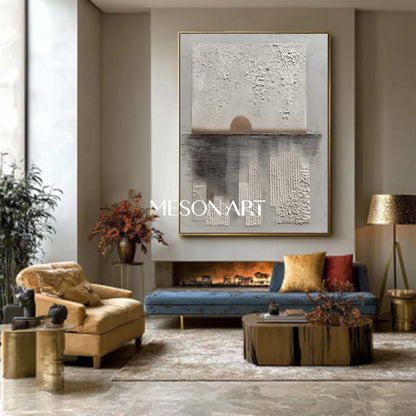 Minimalist Textured Wall Art Large Gray Canvas Entryway Wall Art Decor