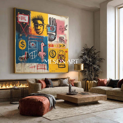Basquiat Style Street Art Abstract Pop Canvas Modern Entryway Wall Decor