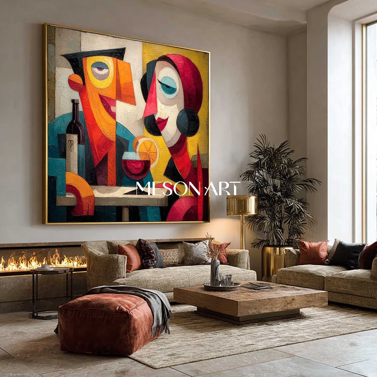 Square Bold Pop Art Abstract Art for Trendy Office or Hotel Lobby