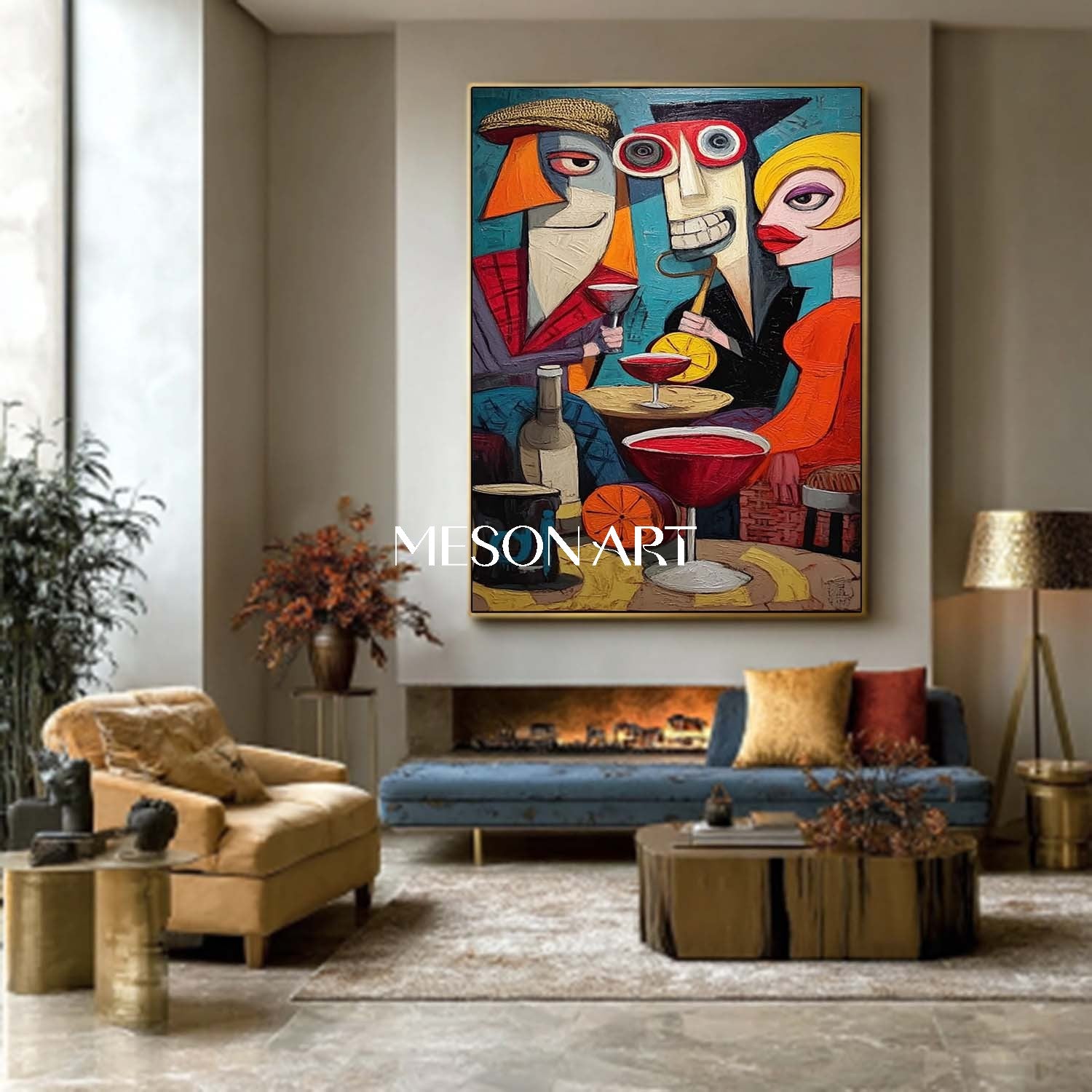 Buy Modern Abstract Pop Art Colorful Bold Painting 24x20 Framed Canvas