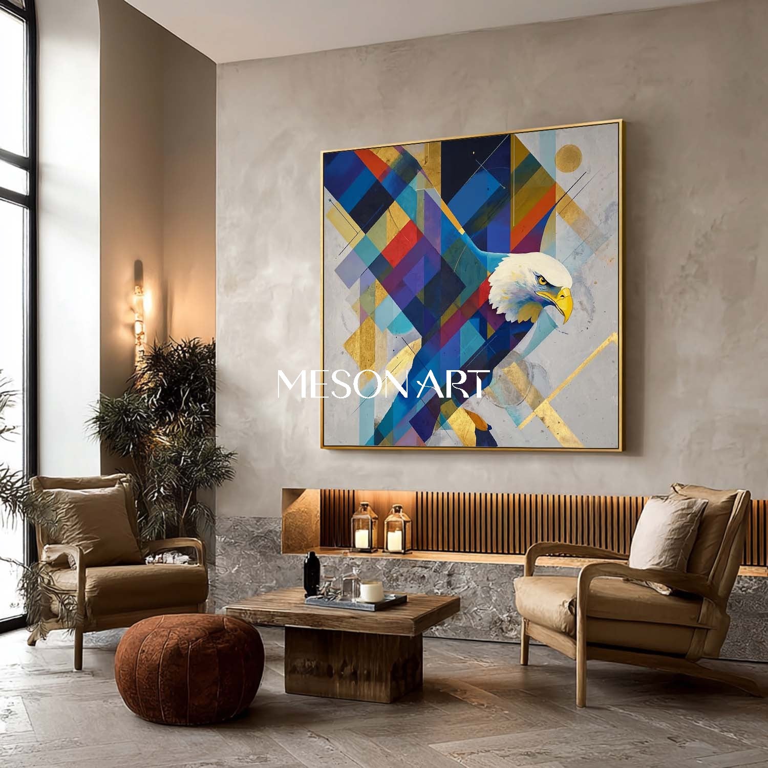 Buy Modern Abstract Eagle Wall Art Geometric Colorful Canvas Painting