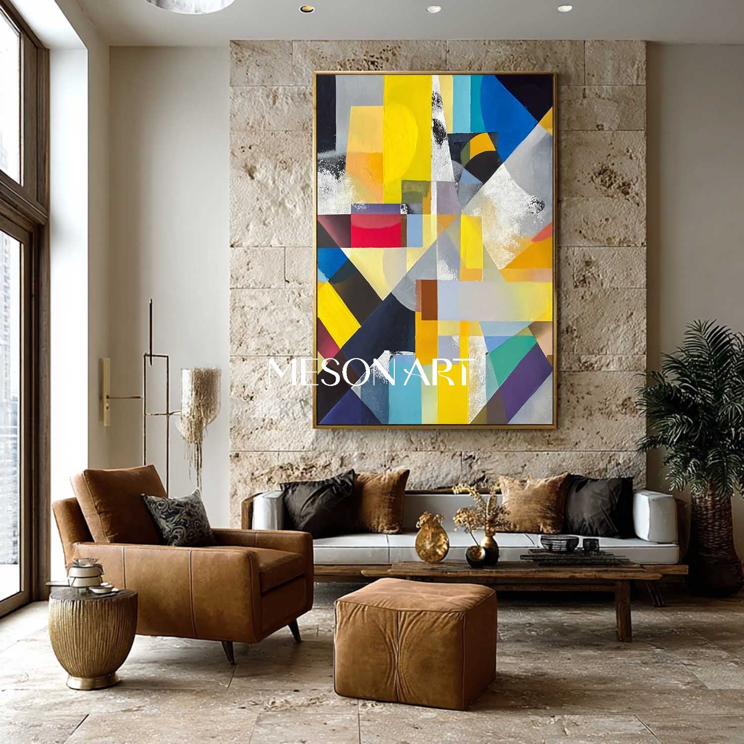 Abstract Geometry Painting Modern Living Room Artwork Wall Art Canvas