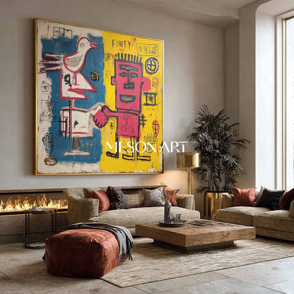 Street Art Pop Canvas Basquiat Inspired Abstract Graffiti Painting