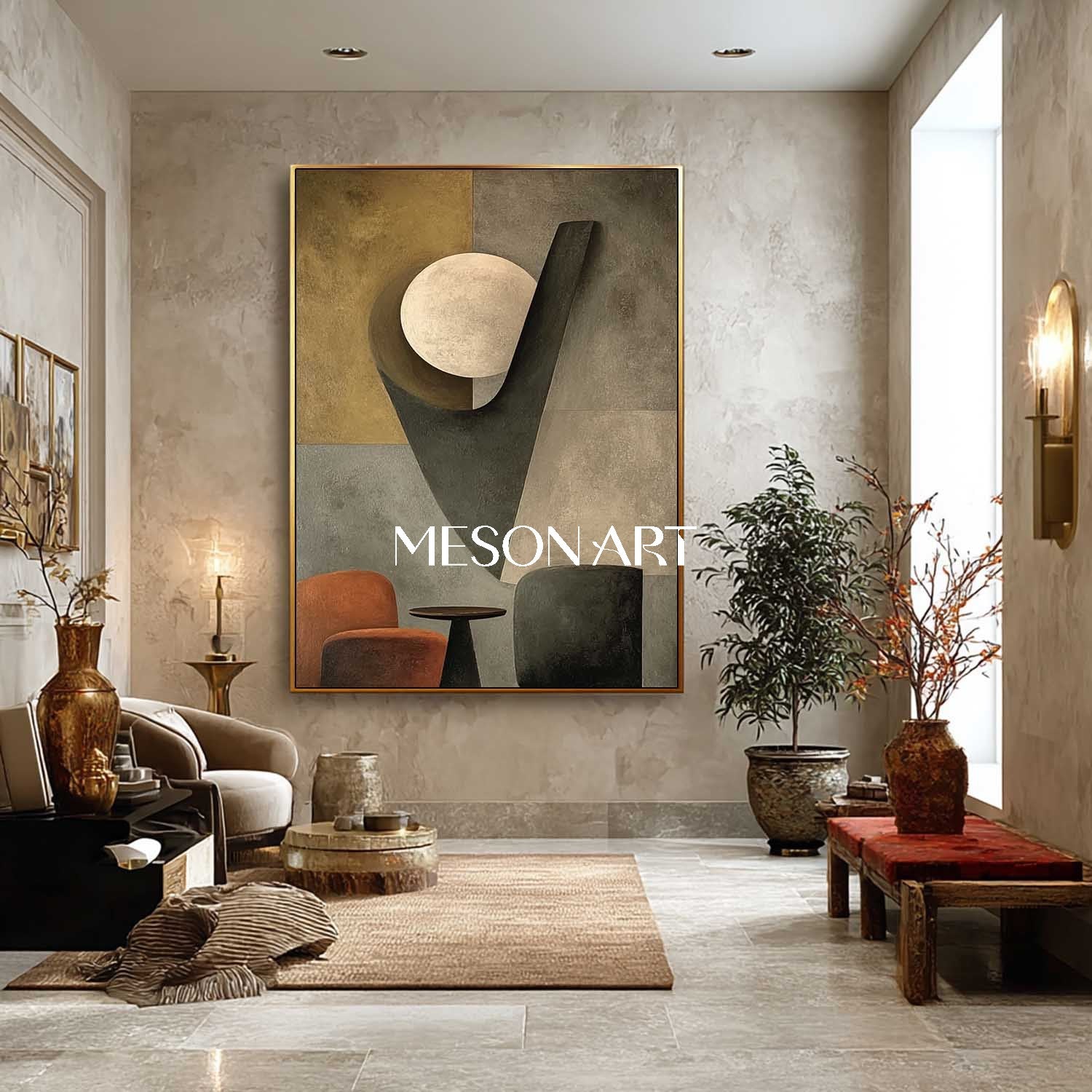 Large Framed Abstract Gray Oil Painting Handmade Office Wall Art Online