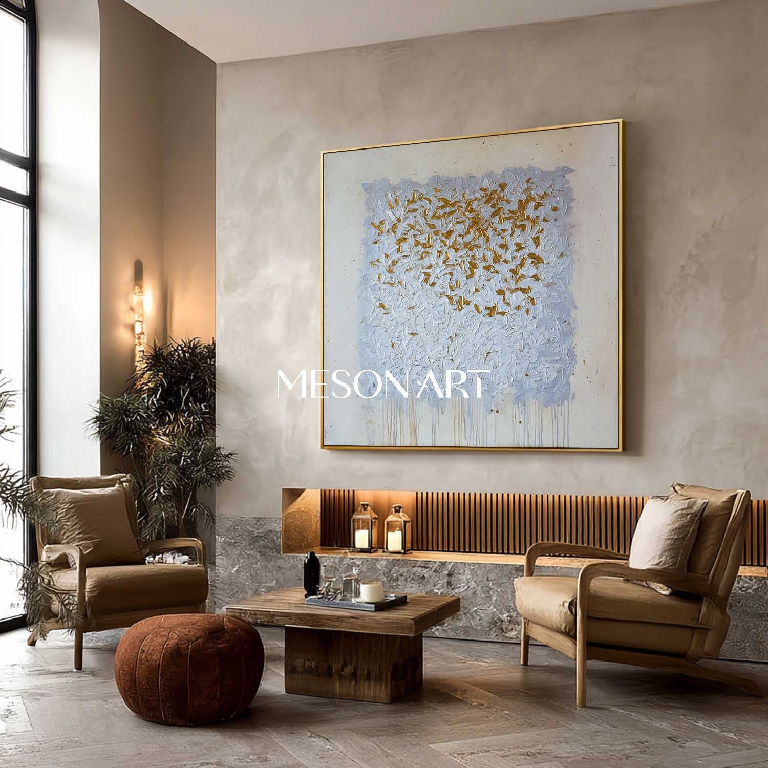 Handmade Wabi-Sabi Abstract Canvas Painting Textured Modern Wall Art