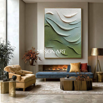 Green Abstract Texture Painting Fireplace Green Abstract Canvas Wall Art