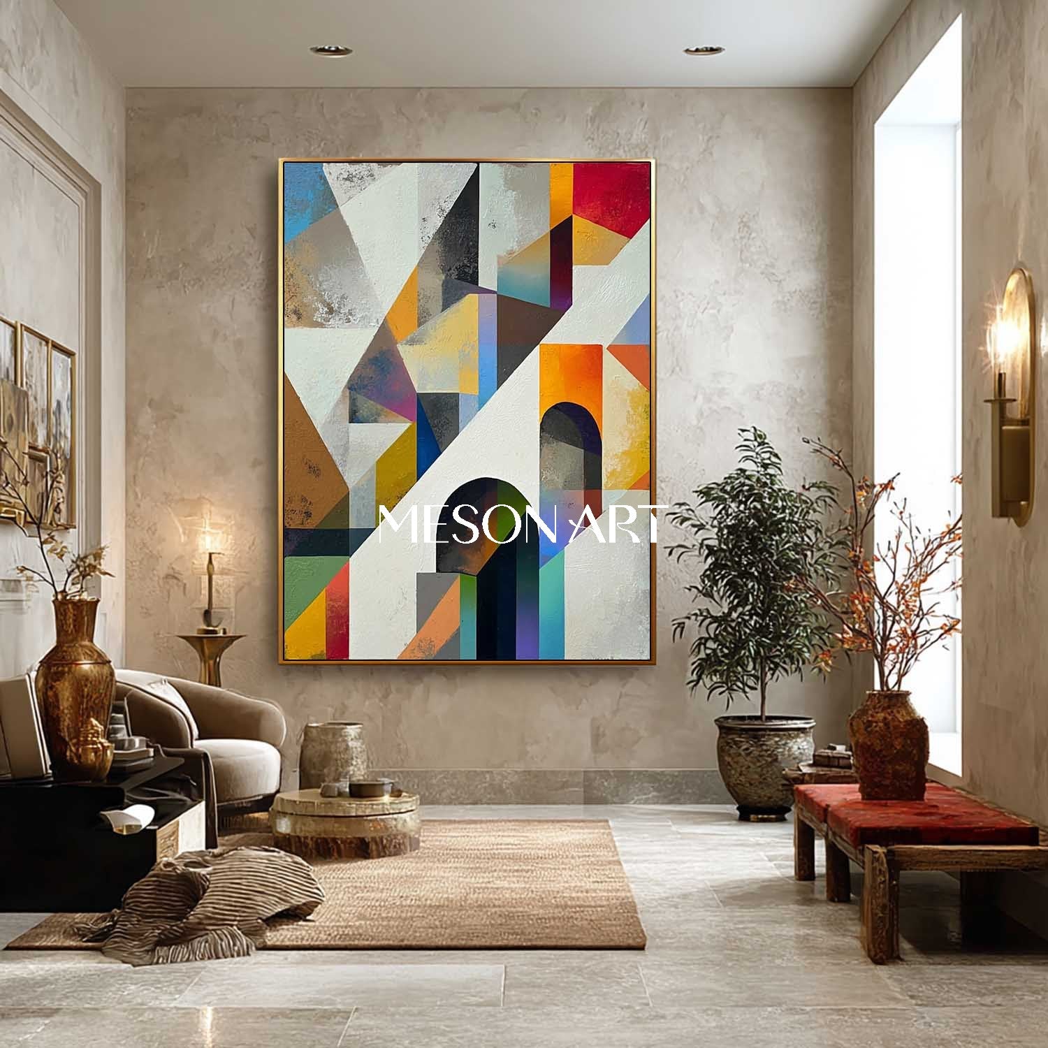 Shop Large Architectural Geometry Wall Art Canvas Painting Living Room