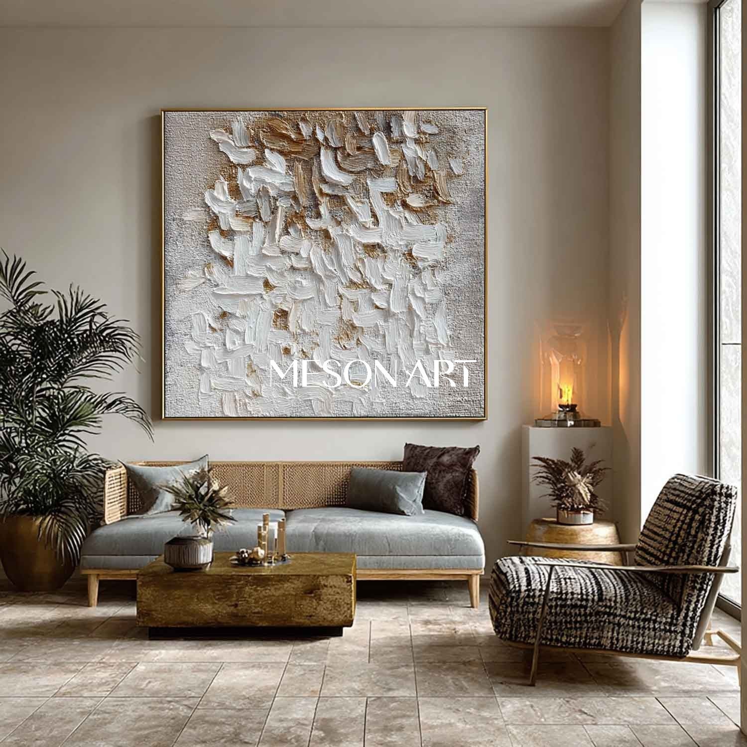 Handmade Wabi-Sabi Canvas Art Minimalist Textured Abstract Painting
