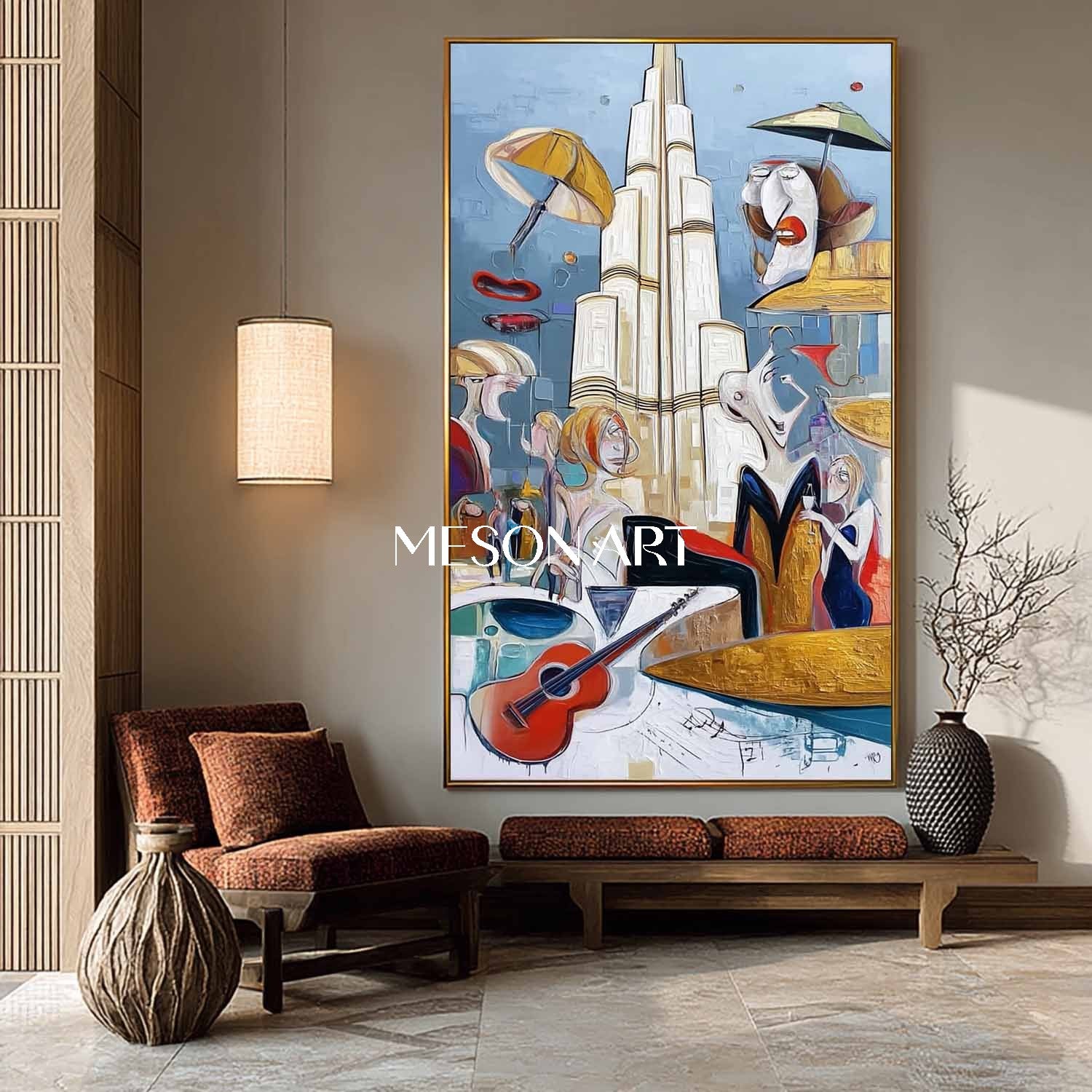 Oder Blue Luxury Abstract Painting Vertical Entryway Wall Art Decor