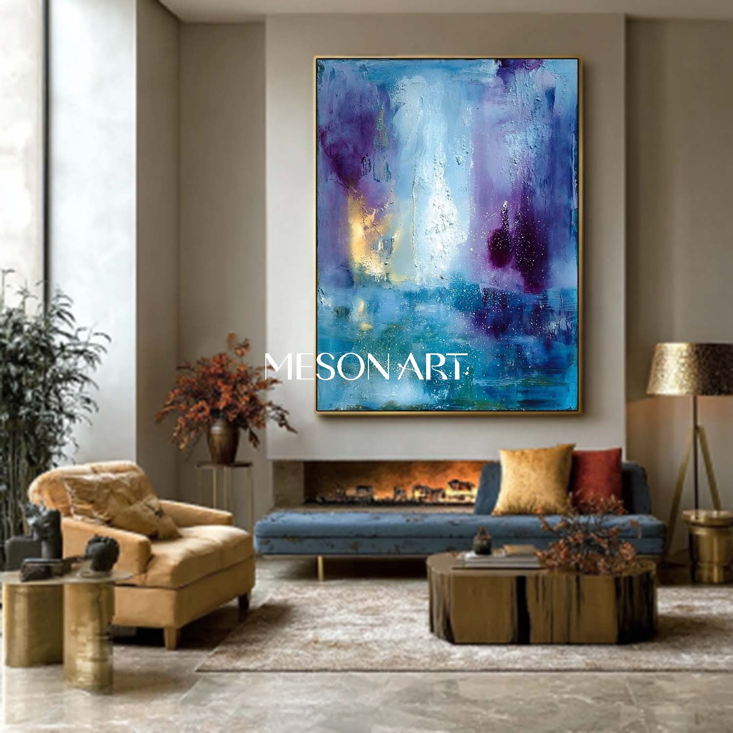 Dark Blue Abstract Art for Living Room Abstract Wall Art Paintings