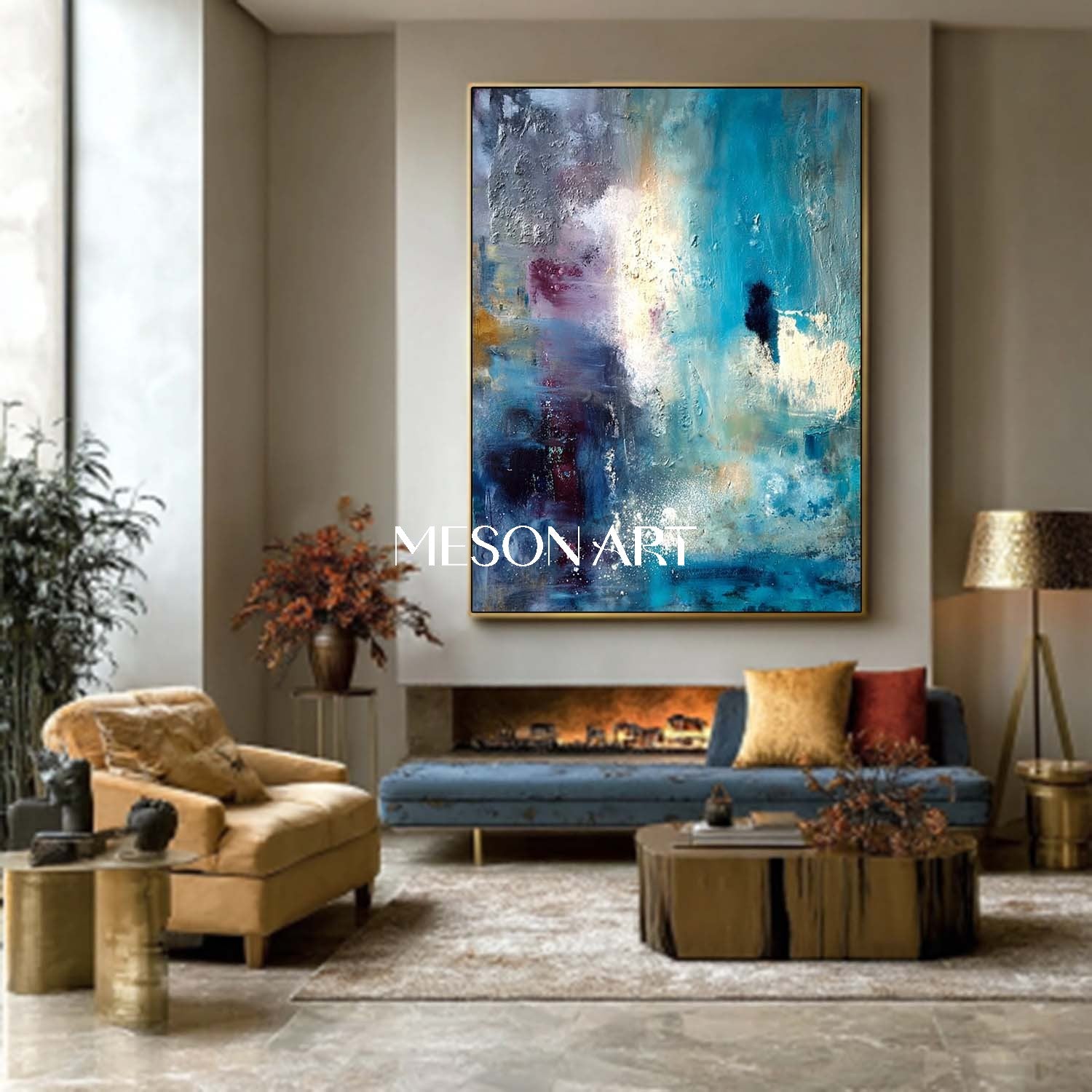 Blue Abstract Art for Sale Blue Abstract Canvas Living Room Wall Painting
