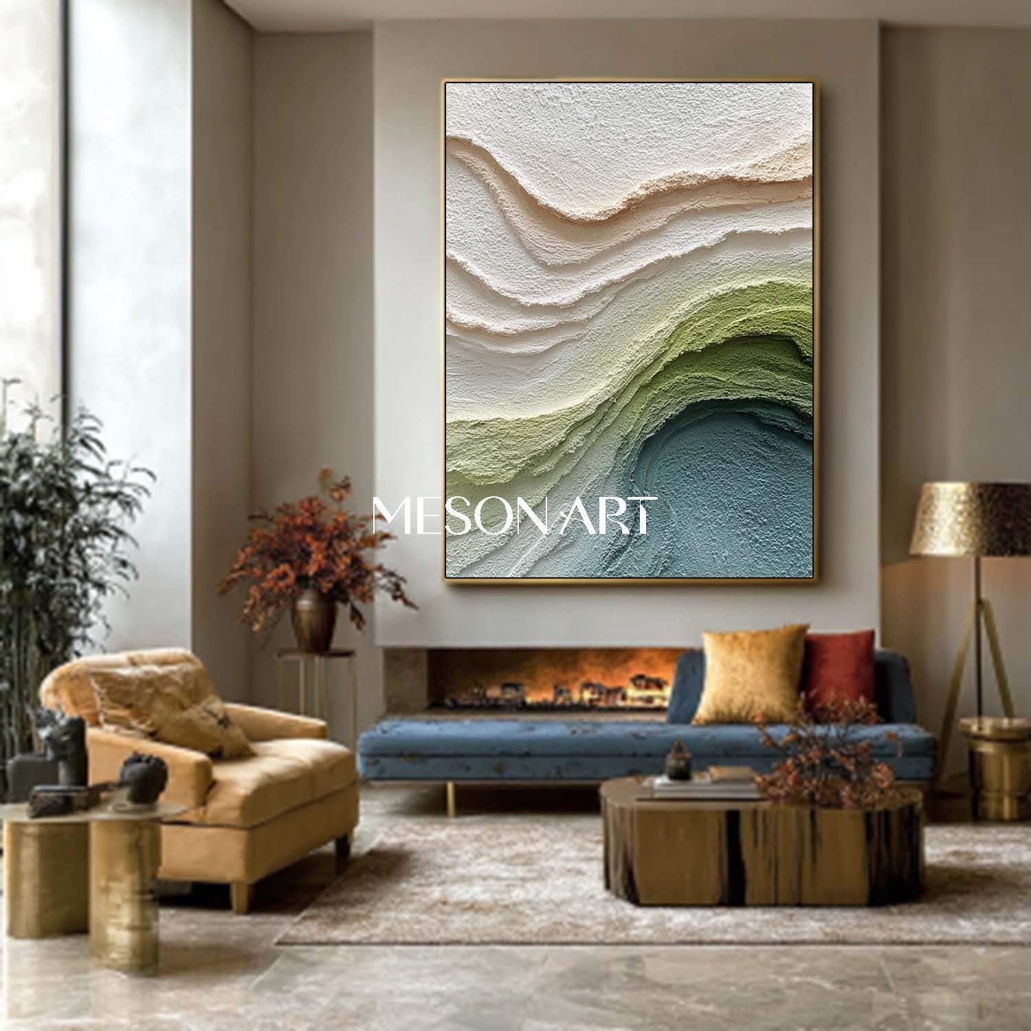3D White Living Room Plaster Abstract Texture Canvas Wall Painting For Sale