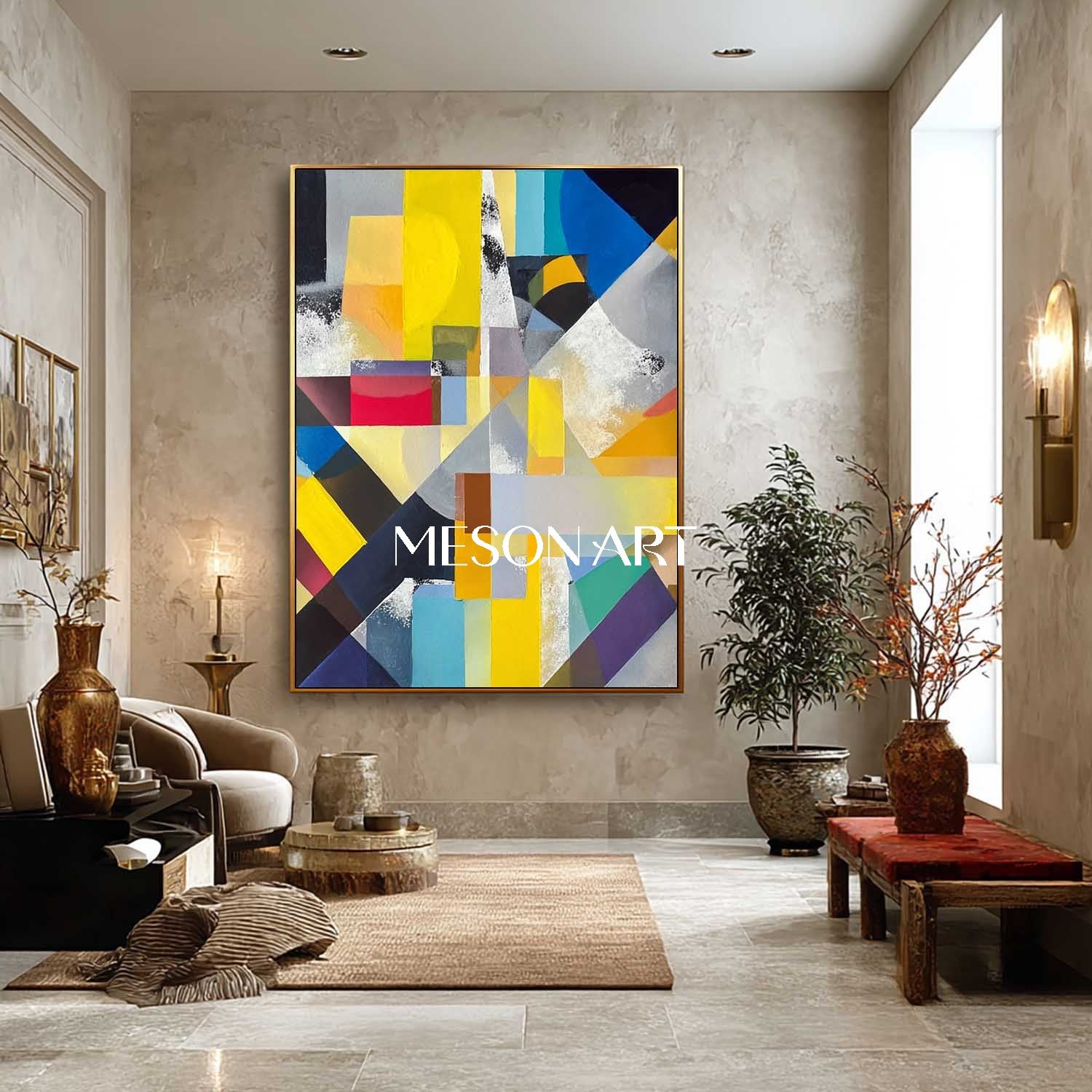 Abstract Geometry Painting Modern Living Room Artwork Wall Art Canvas