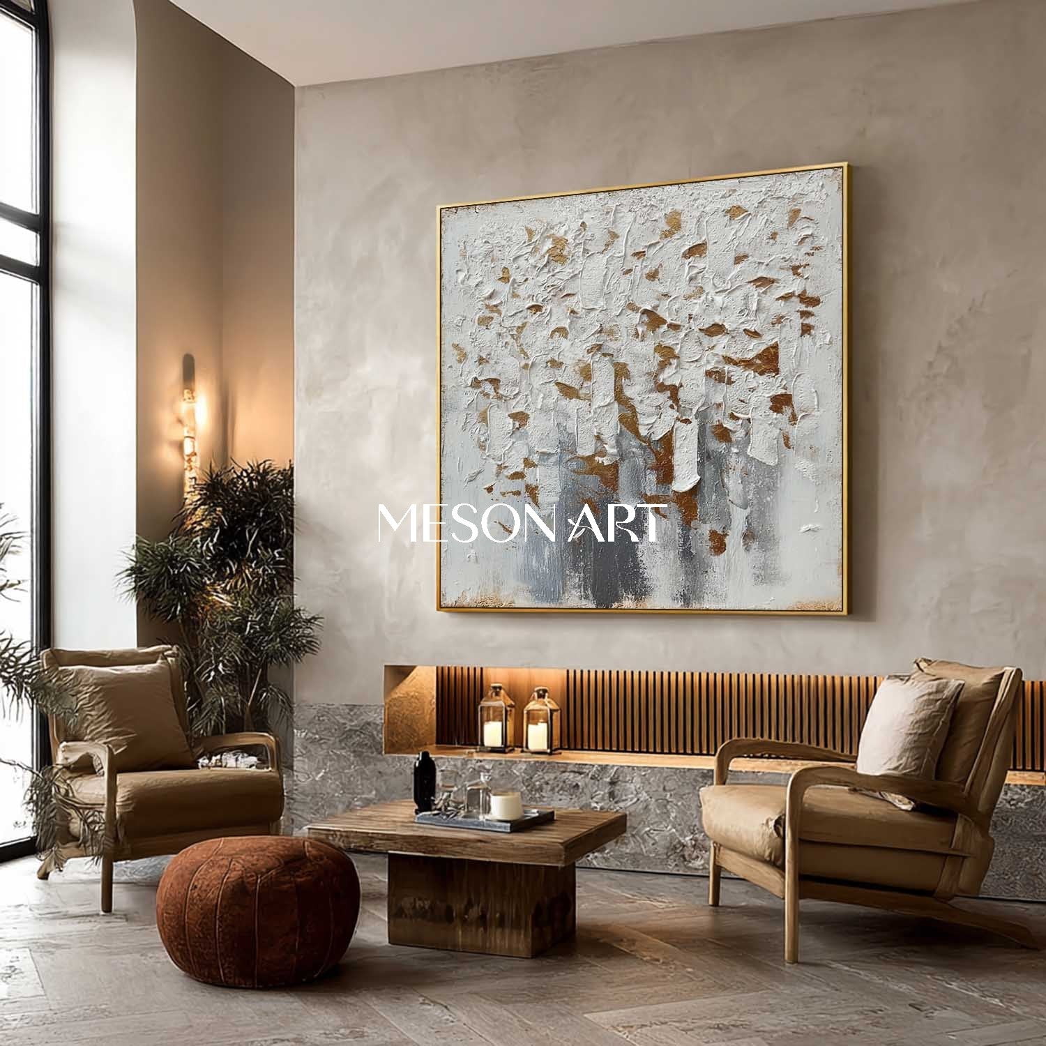 Luxuray Modern Geometric Abstract Painting Textured Wabi-Sabi Canvas