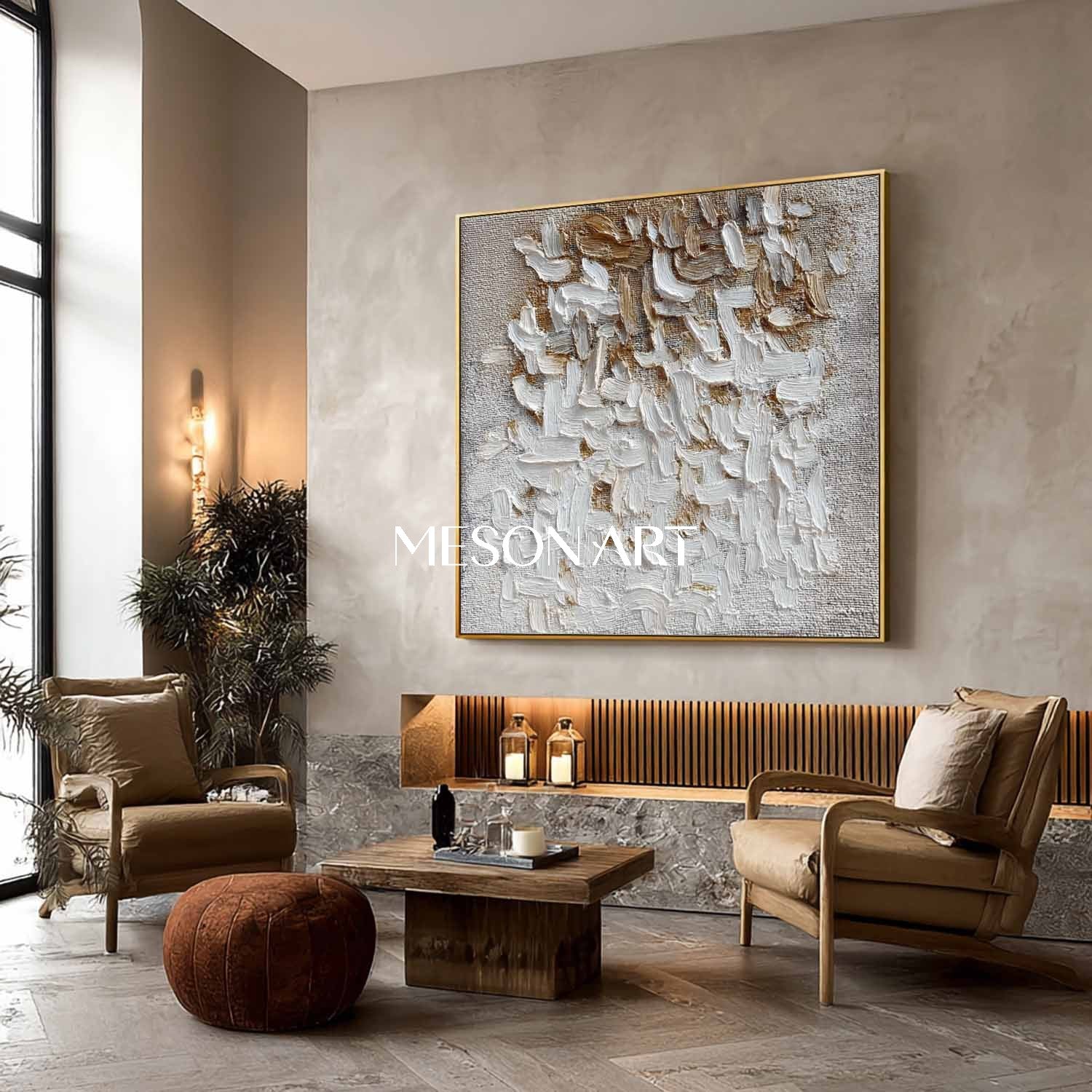 Handmade Wabi-Sabi Canvas Art Minimalist Textured Abstract Painting