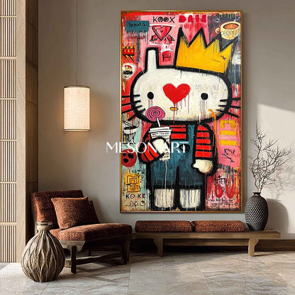 Red Pop Art Graffiti Oil Painting Modern Abstract Canvas Bedroom