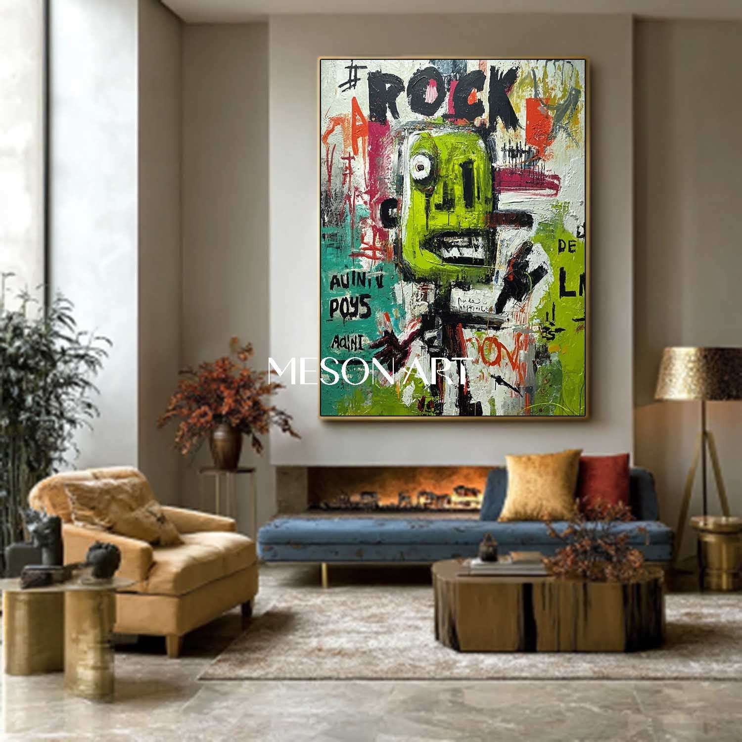 Neo Expressionist Green Abstract Painting Contemporary Art Canvas