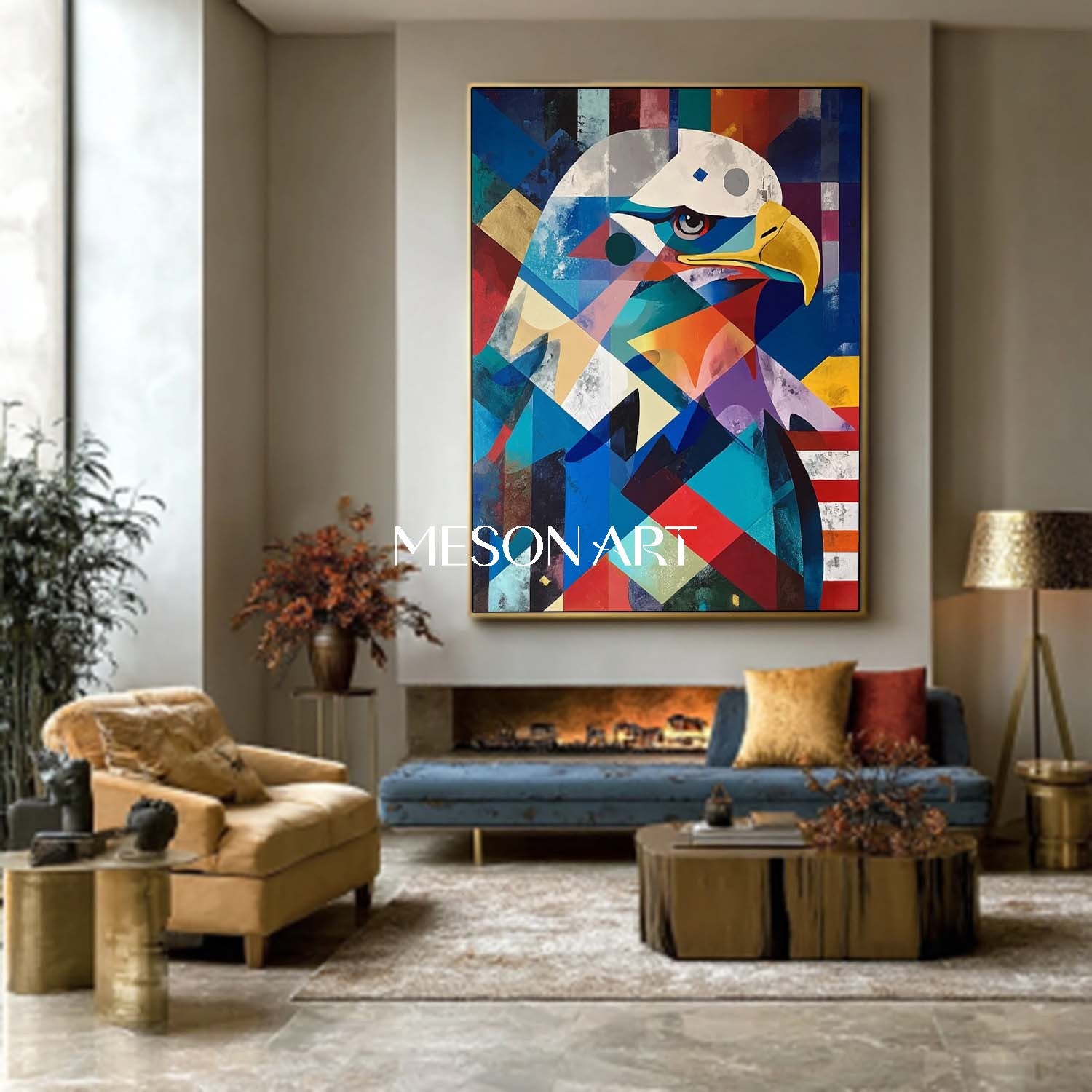 Large American Eagle Canvas Original Geometric Contemporary Wall Art