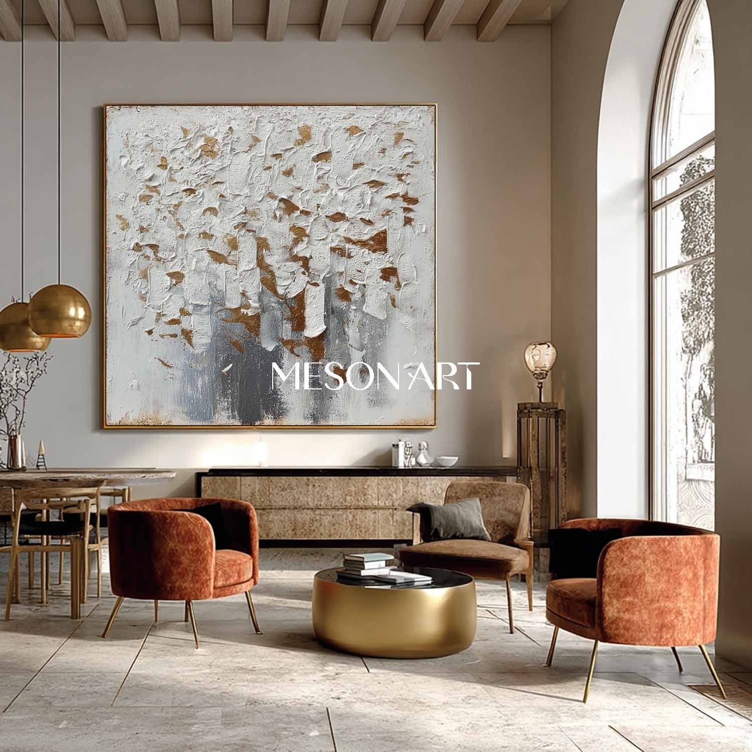 Luxuray Modern Geometric Abstract Painting Textured Wabi-Sabi Canvas